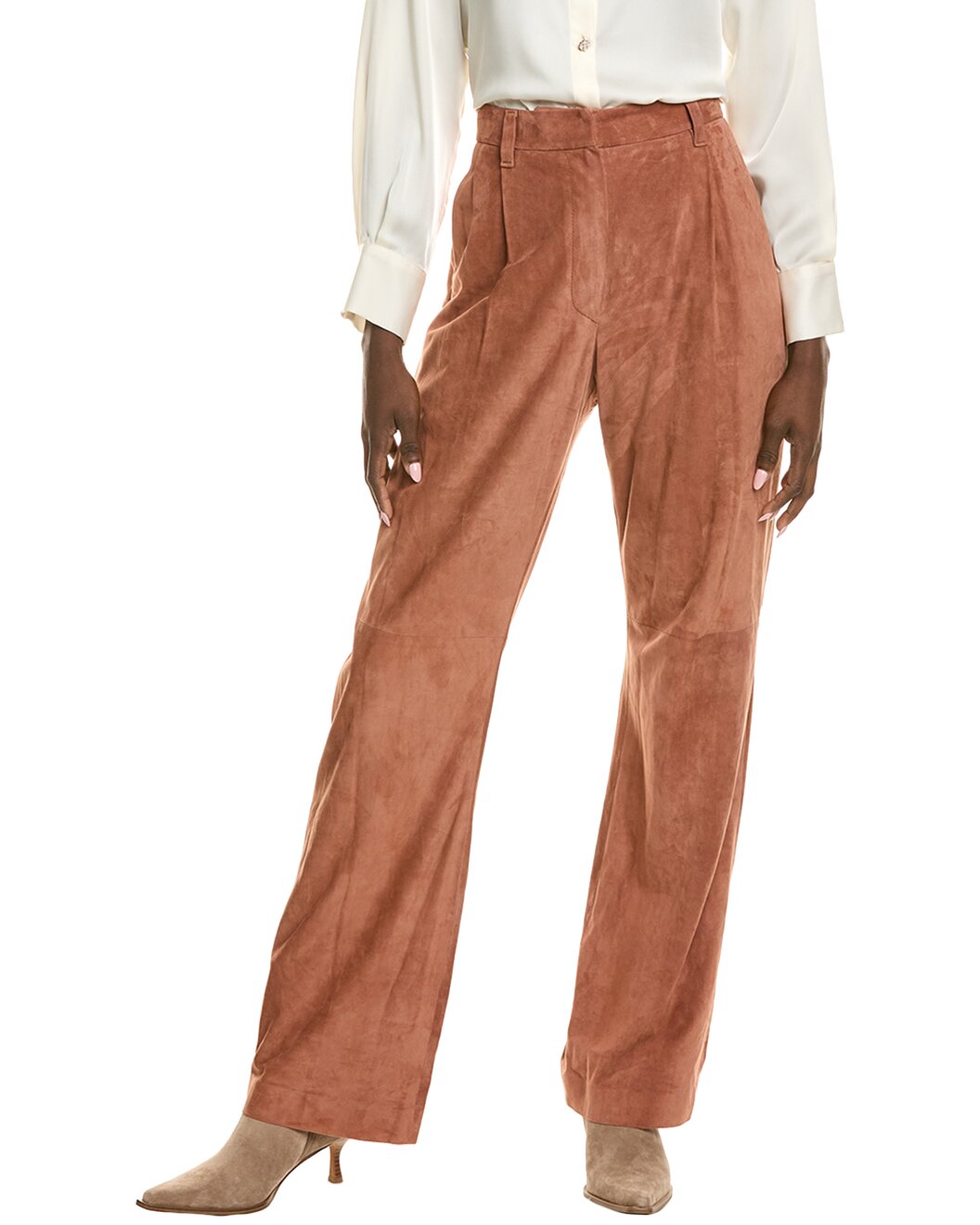BRUNELLO CUCINELLI WOMEN'S RUST WIDE LEG TROUSERS