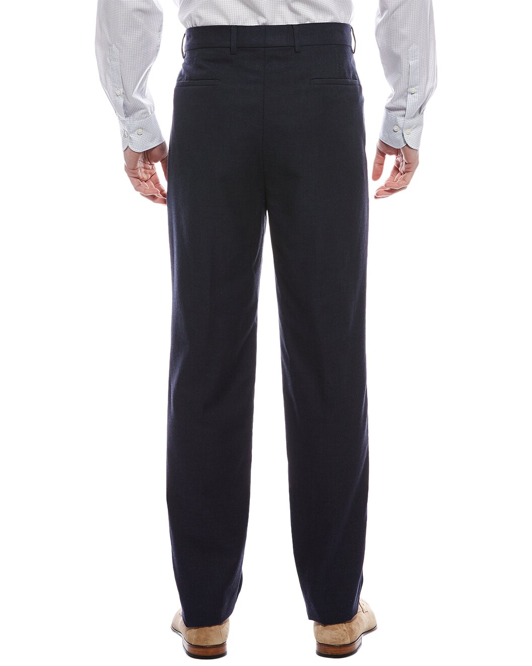 BRUNELLO CUCINELLI MEN'S NAVY WOOL BLEND TROUSERS