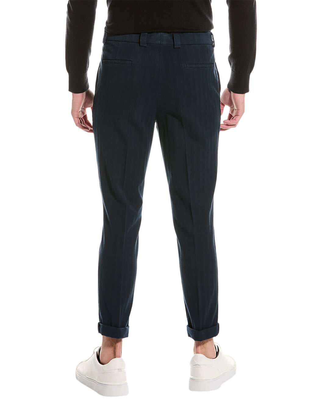 BRUNELLO CUCINELLI MEN'S NAVY PLEATED TAILORED TROUSERS