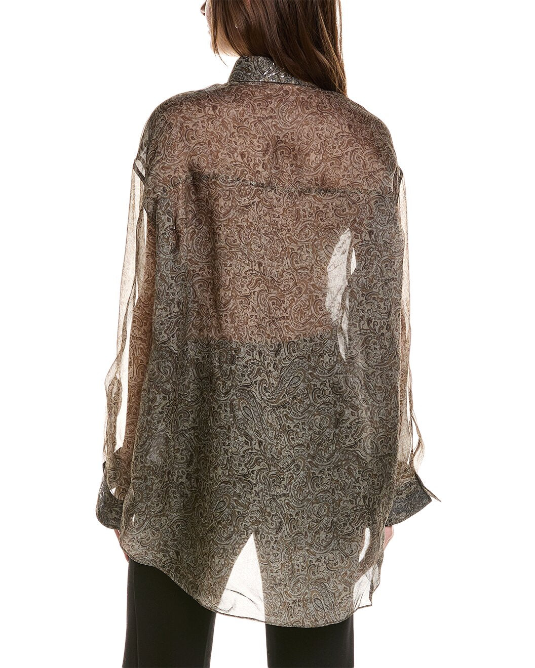 BRUNELLO CUCINELLI WOMEN'S 100% SILK SEQUINED SHIRT/TOPS