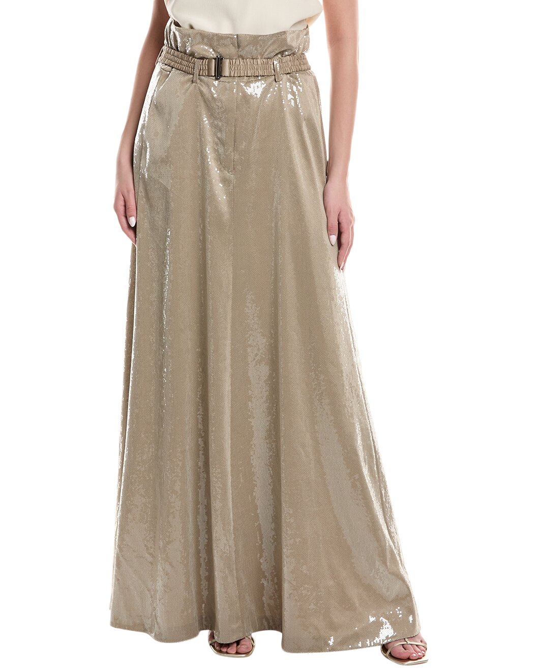 BRUNELLO CUCINELLI WOMEN'S BEIGE SEQUIN MAXI SKIRT