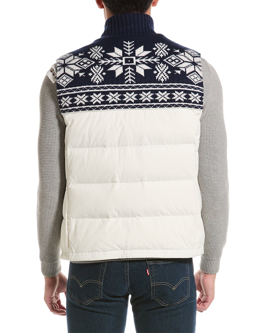 BRUNELLO CUCINELLI MEN'S TWO TONE POLY~WOOL BLEND QUILTED PUFFER VEST