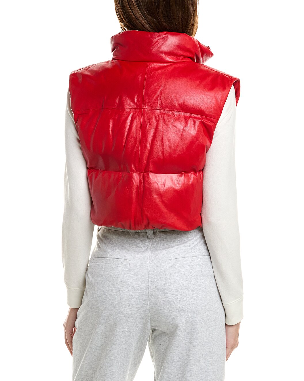 BRUNELLO CUCINELLI WOMEN'S 100% LEATHER PUFFER VEST JACKET/COAT