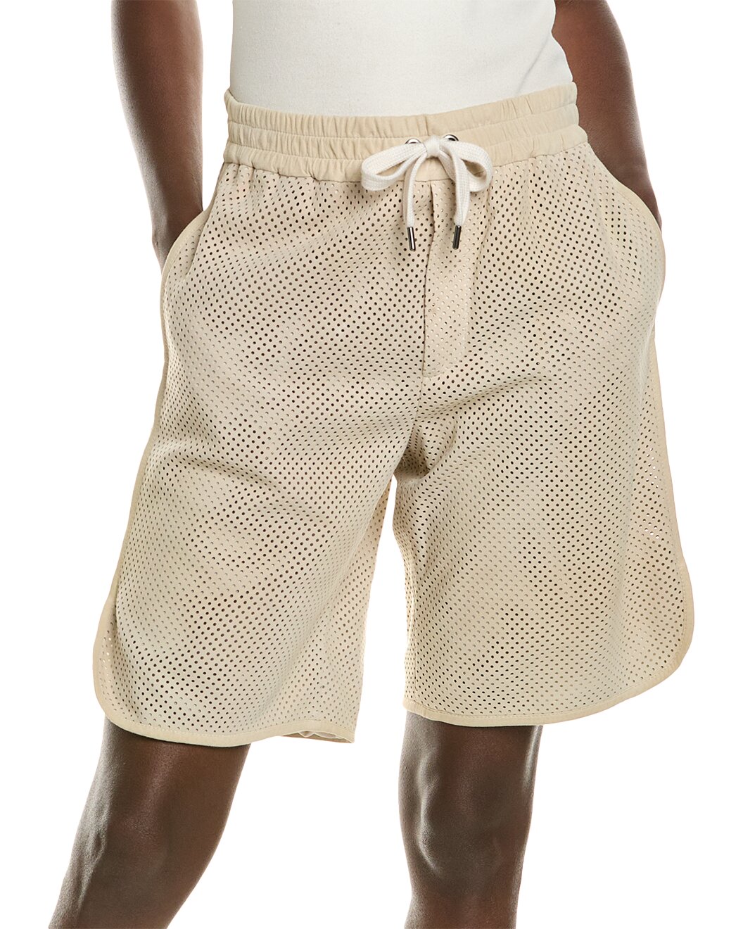 BRUNELLO CUCINELLI WOMEN'S 100% LEATHER ATHELTIC STYLE BERMUDA SHORTS