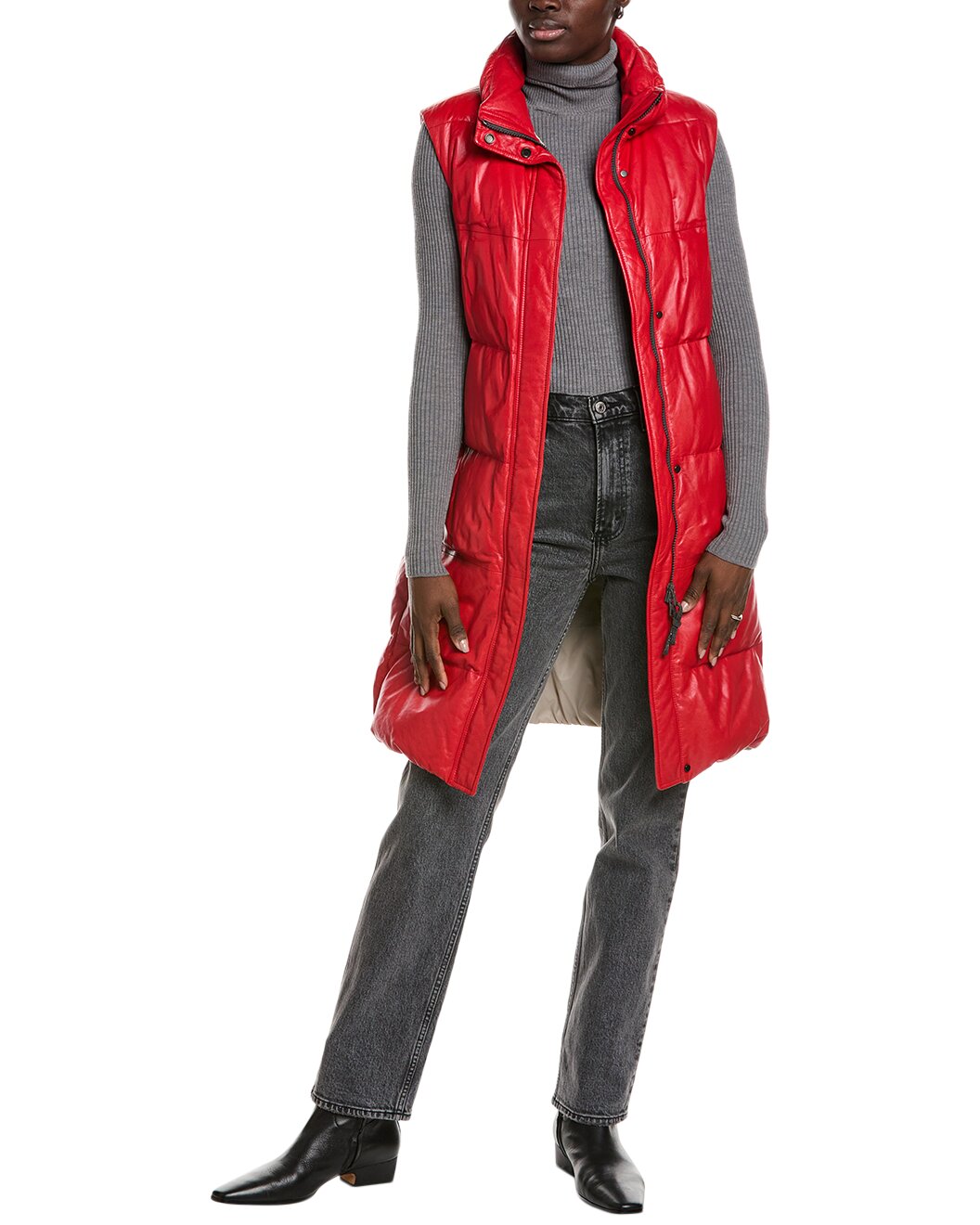 BRUNELLO CUCINELLI WOMEN'S 100% LEATHER VEST STYLE JACKET/COAT