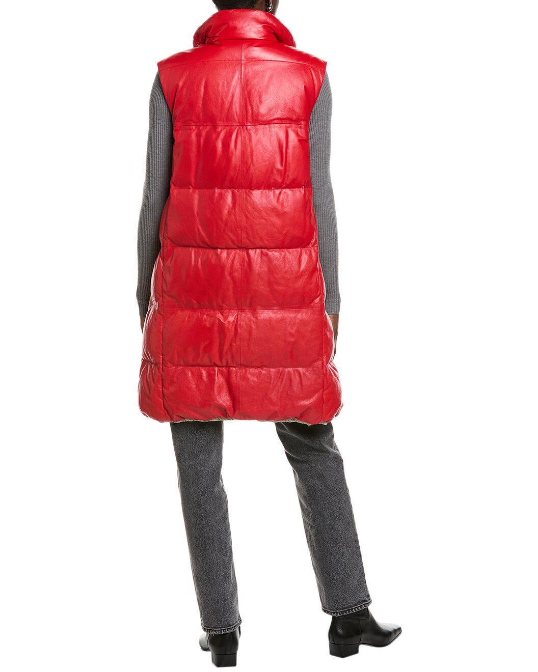 BRUNELLO CUCINELLI WOMEN'S 100% LEATHER VEST STYLE JACKET/COAT