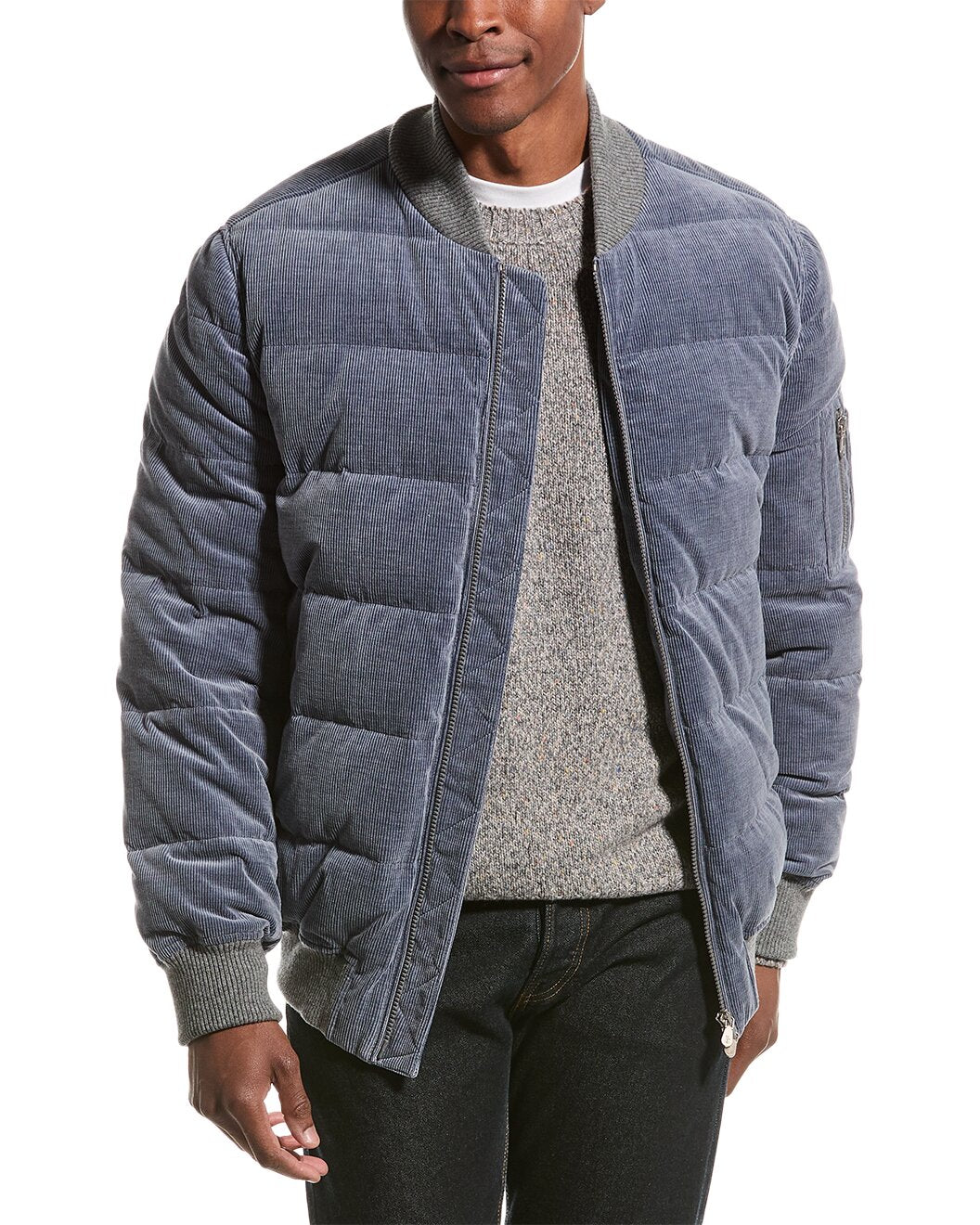 BRUNELLO CUCINELLI MEN'S CASHMERE BOMBER STYLE PUFFER OUTERWEAR JACKET/PARKA