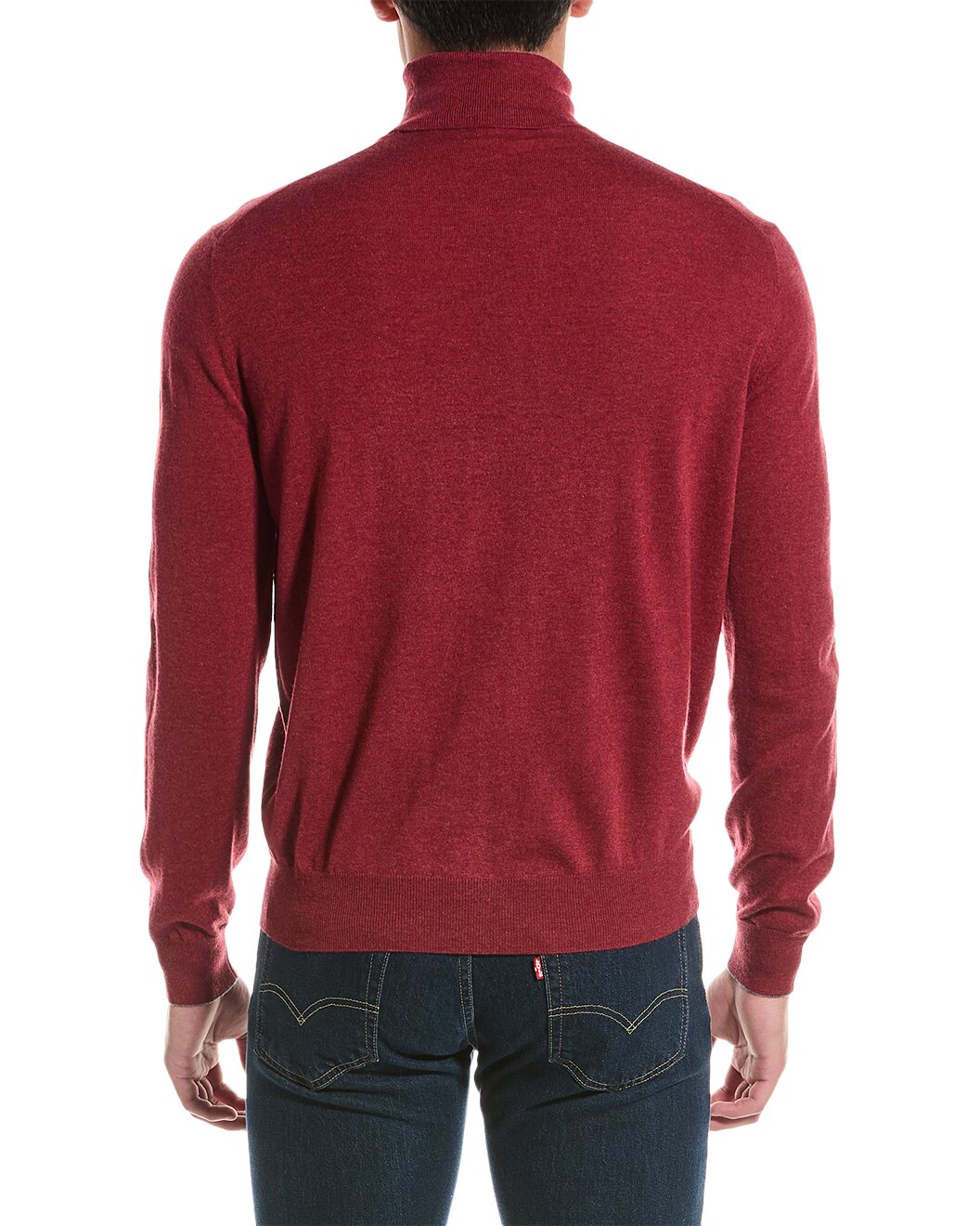 BRUNELLO CUCINELLI MEN'S 100% CASHMERE BURGUNDY TURTLE NECK SWEATER