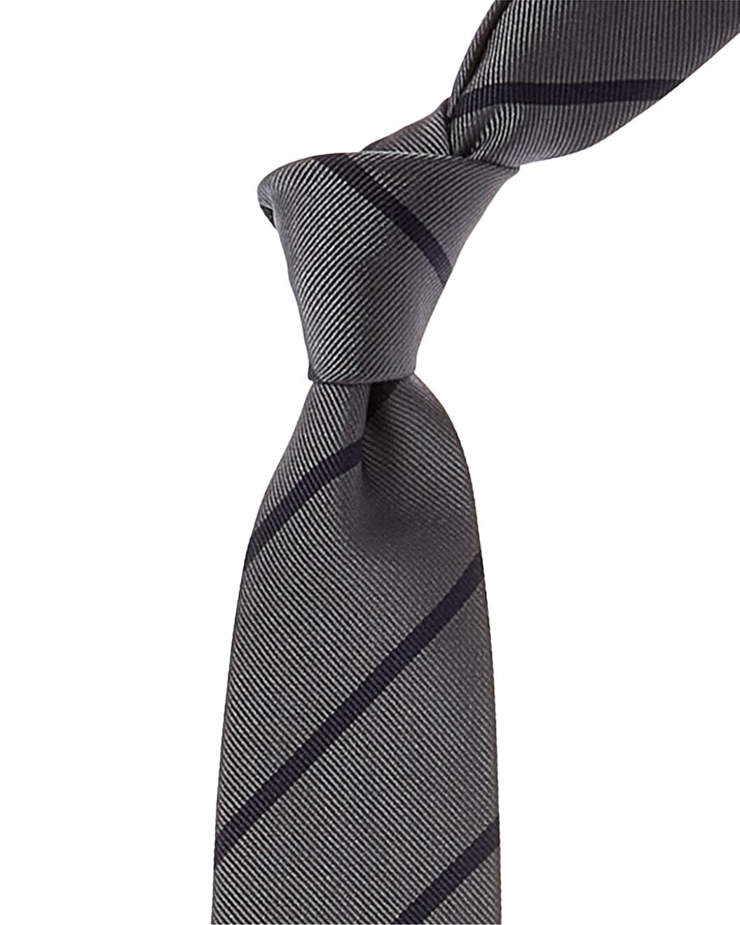 BRUNELLO CUCINELLI MEN'S DARK GRAY NAVY STRIPED TIE