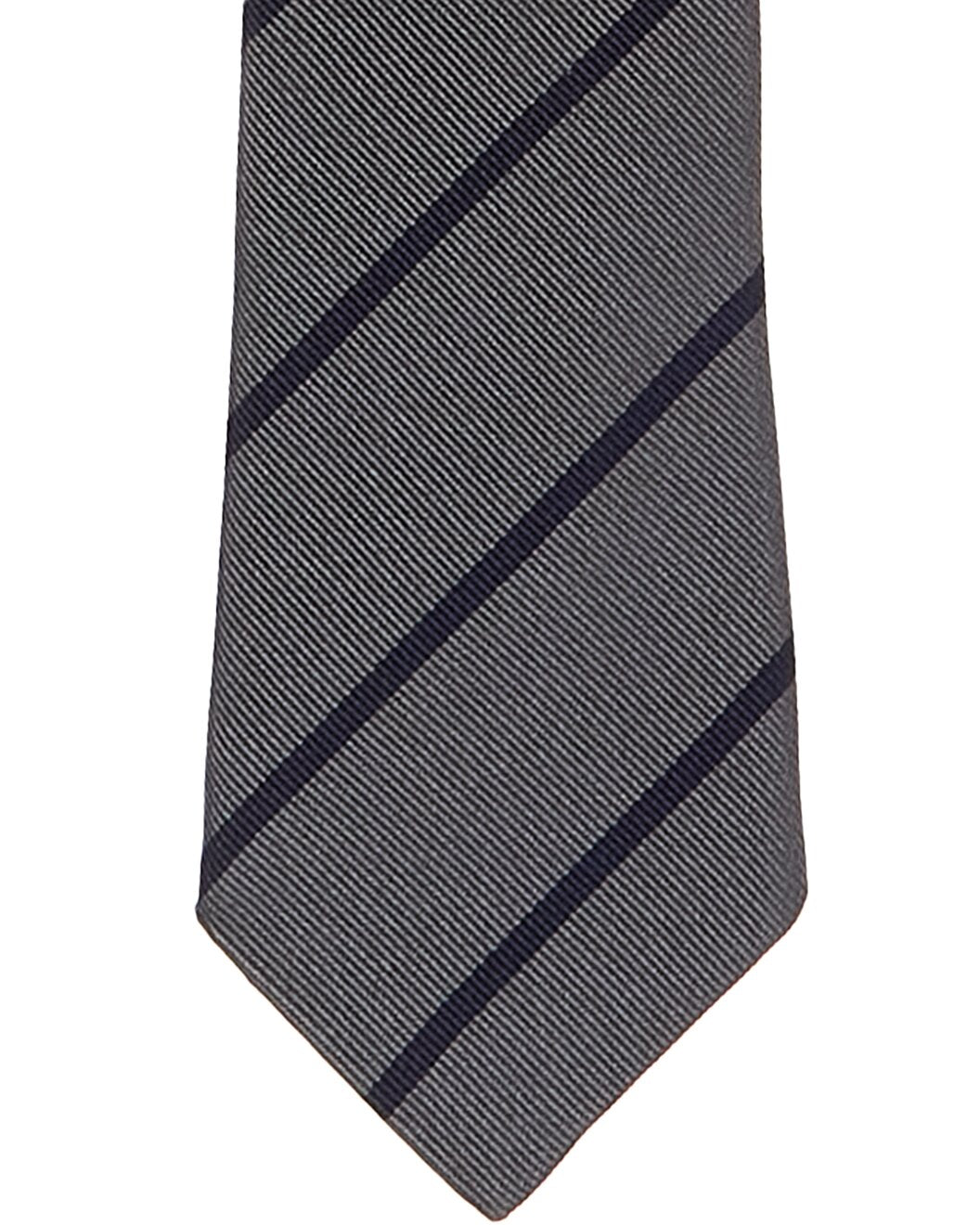 BRUNELLO CUCINELLI MEN'S DARK GRAY NAVY STRIPED TIE