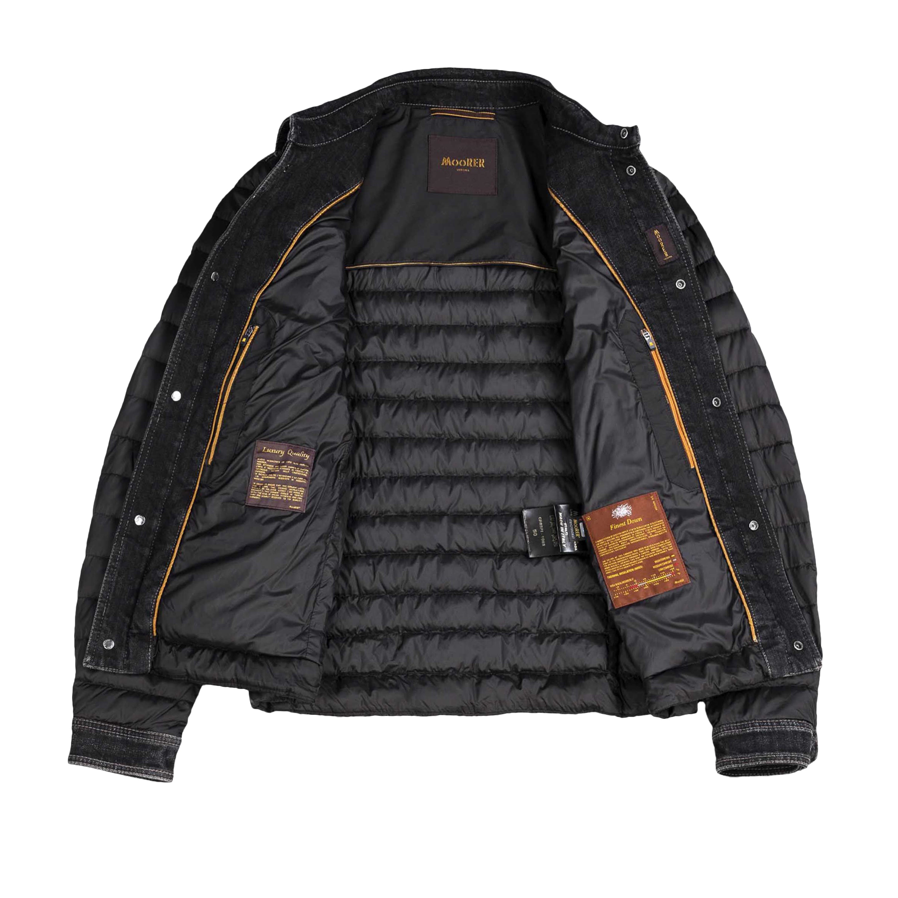 MOORER MEN'S BLACK MIXED FABRIC JACKET