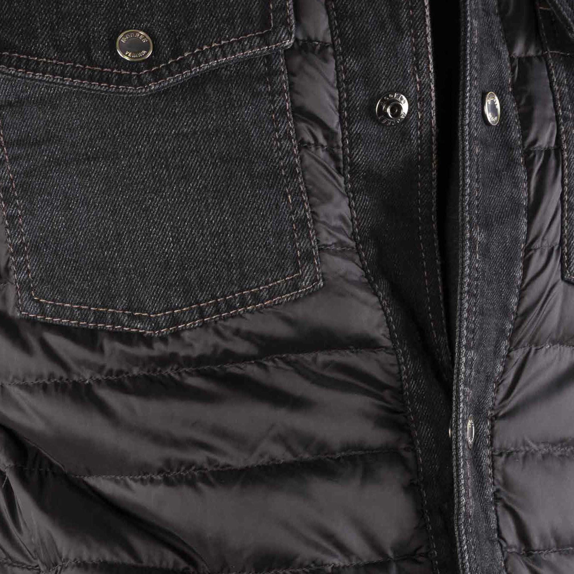 MOORER MEN'S BLACK MIXED FABRIC JACKET
