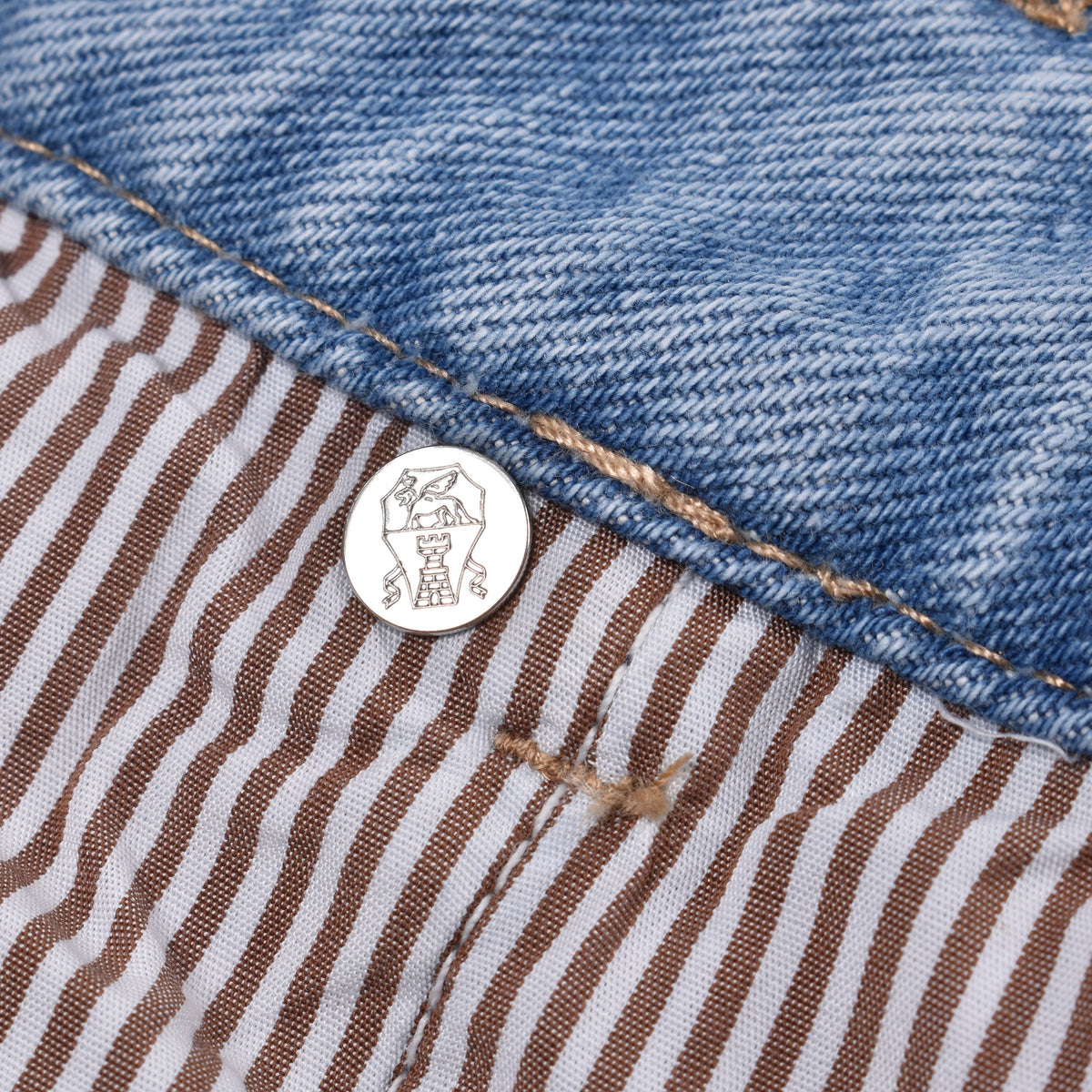 BRUNELLO CUCINELLI MEN'S LIGHT BLUE DENIM TROUSERS