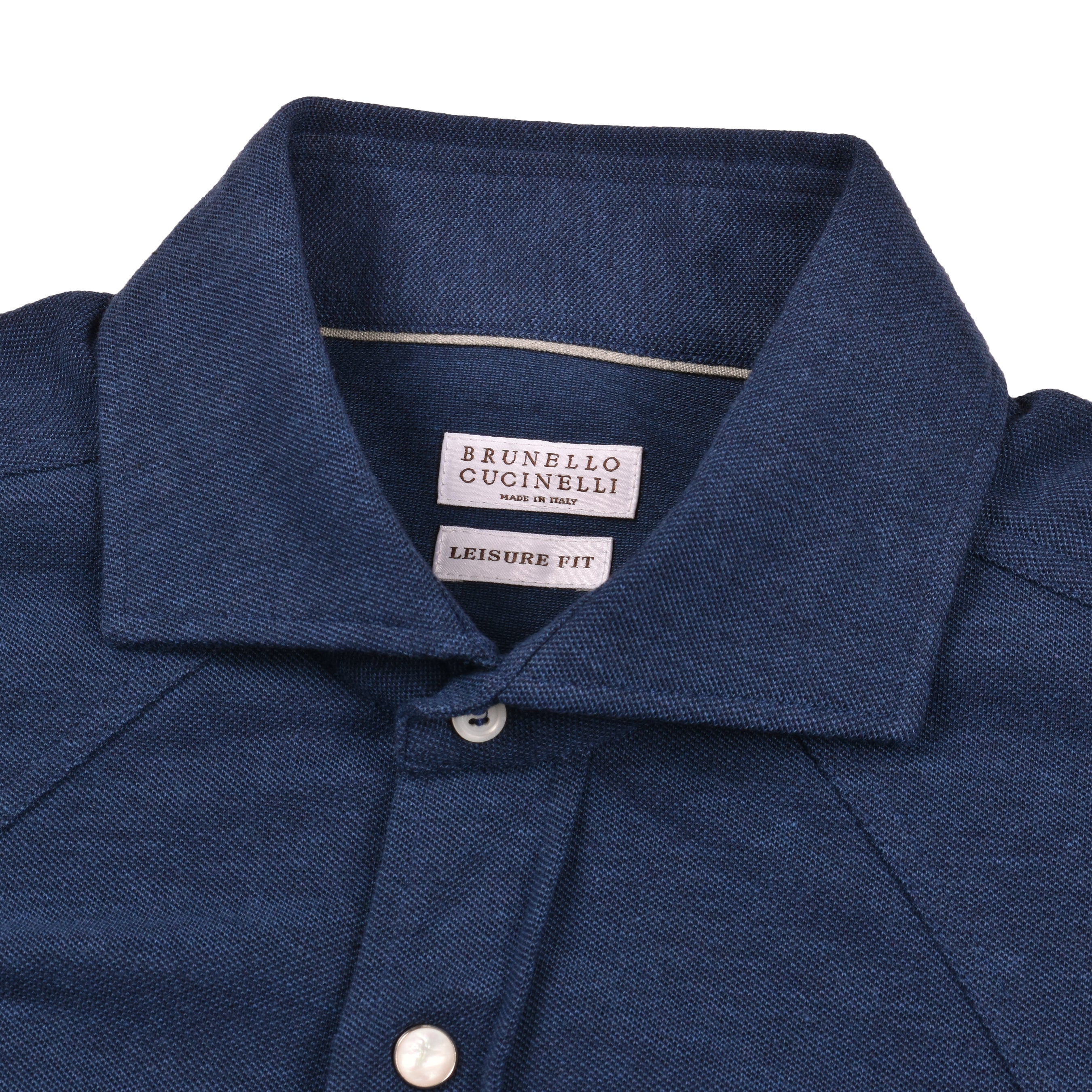 BRUNELLO CUCINELLI MEN'S DARK BLUE WESTERN SHIRT