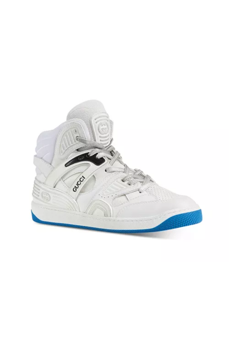Gucci Men's Basket High-Top Sneakers -Great White