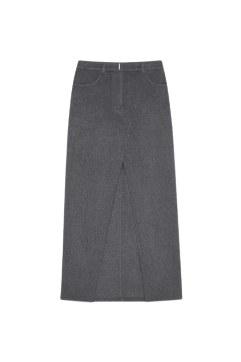 Givenchy Long Skirt With Front Split-Dark Grey