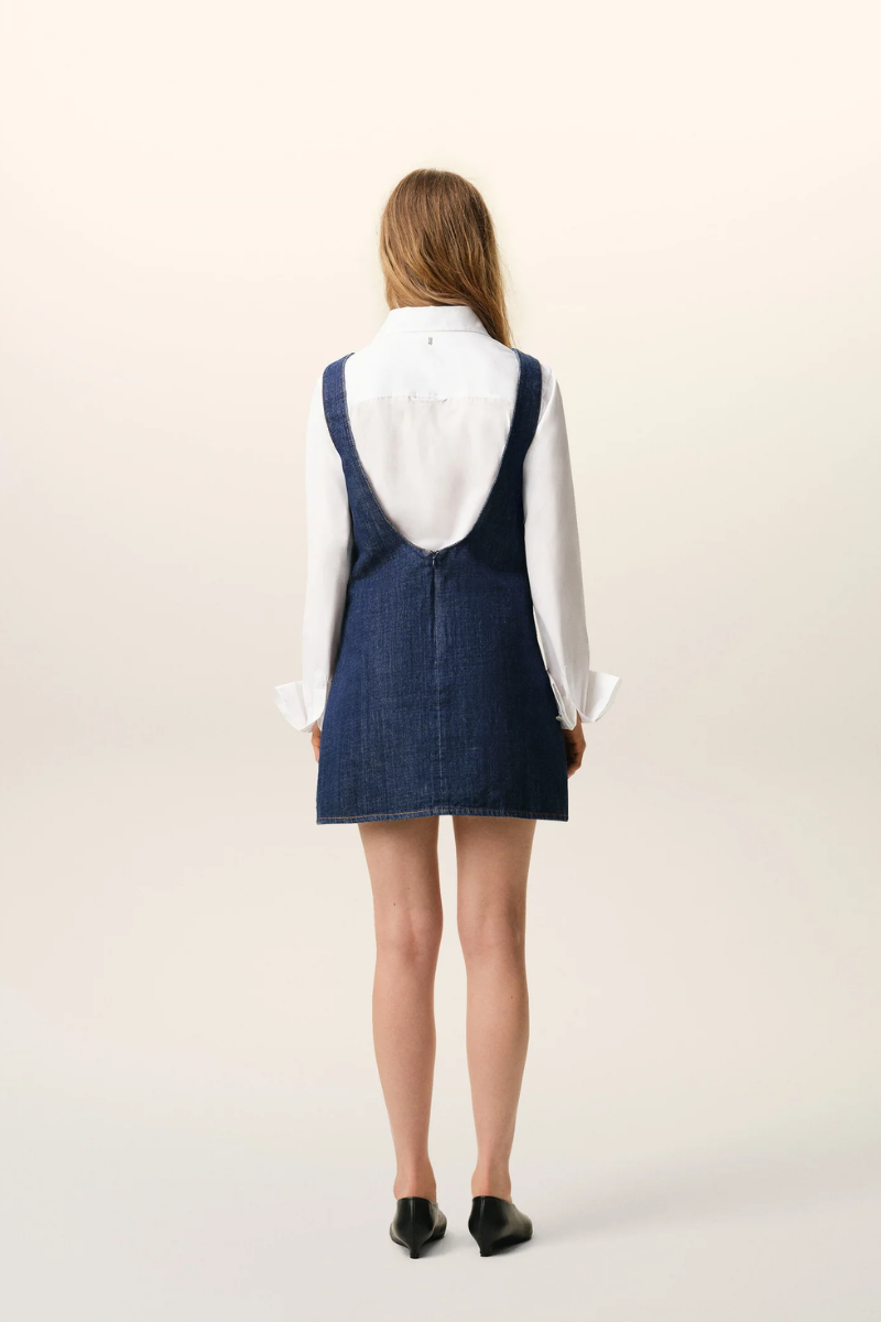 Ami Paris Cotton Short Strapped Dress-Denim Blue