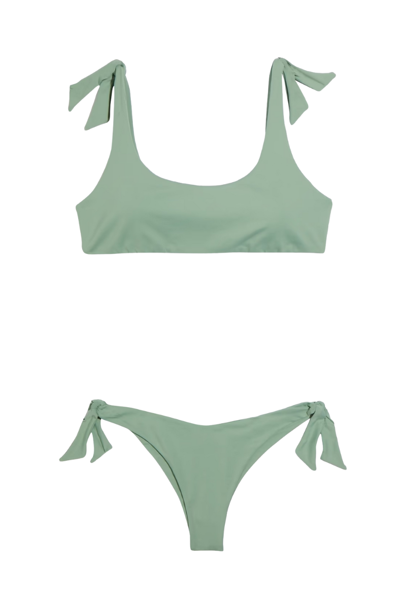 Manebi Knotted Swim Set In Sage Green