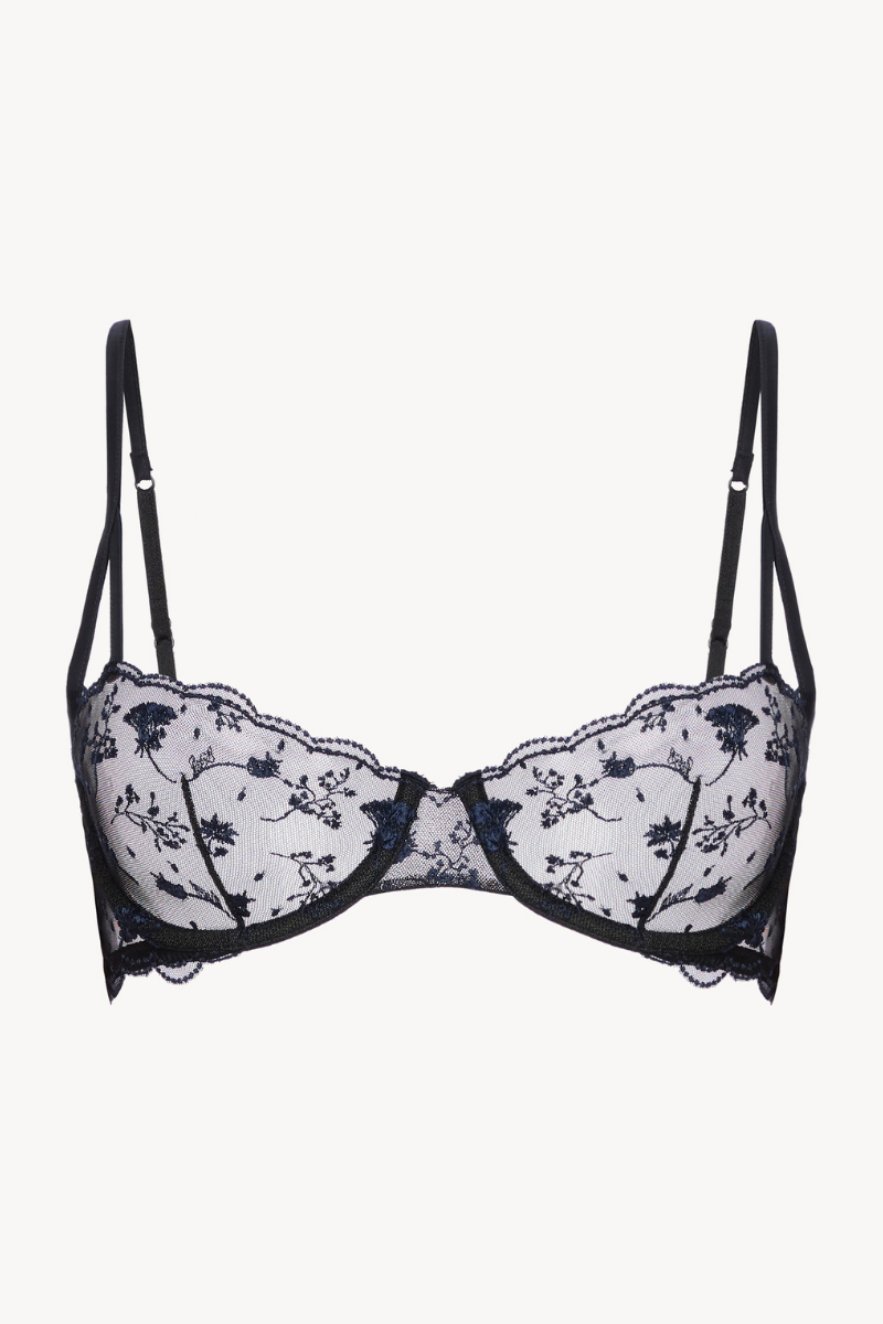 La Perla Onyx Balconette Bra with Embroidered Tulle