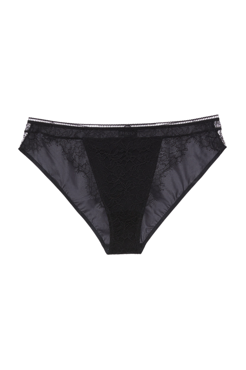 La perla Lace Brief in Onyx