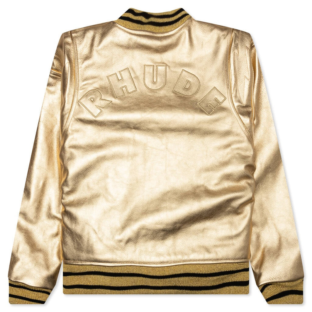RHUDE MEN'S METALIC LEATHER BOMBER