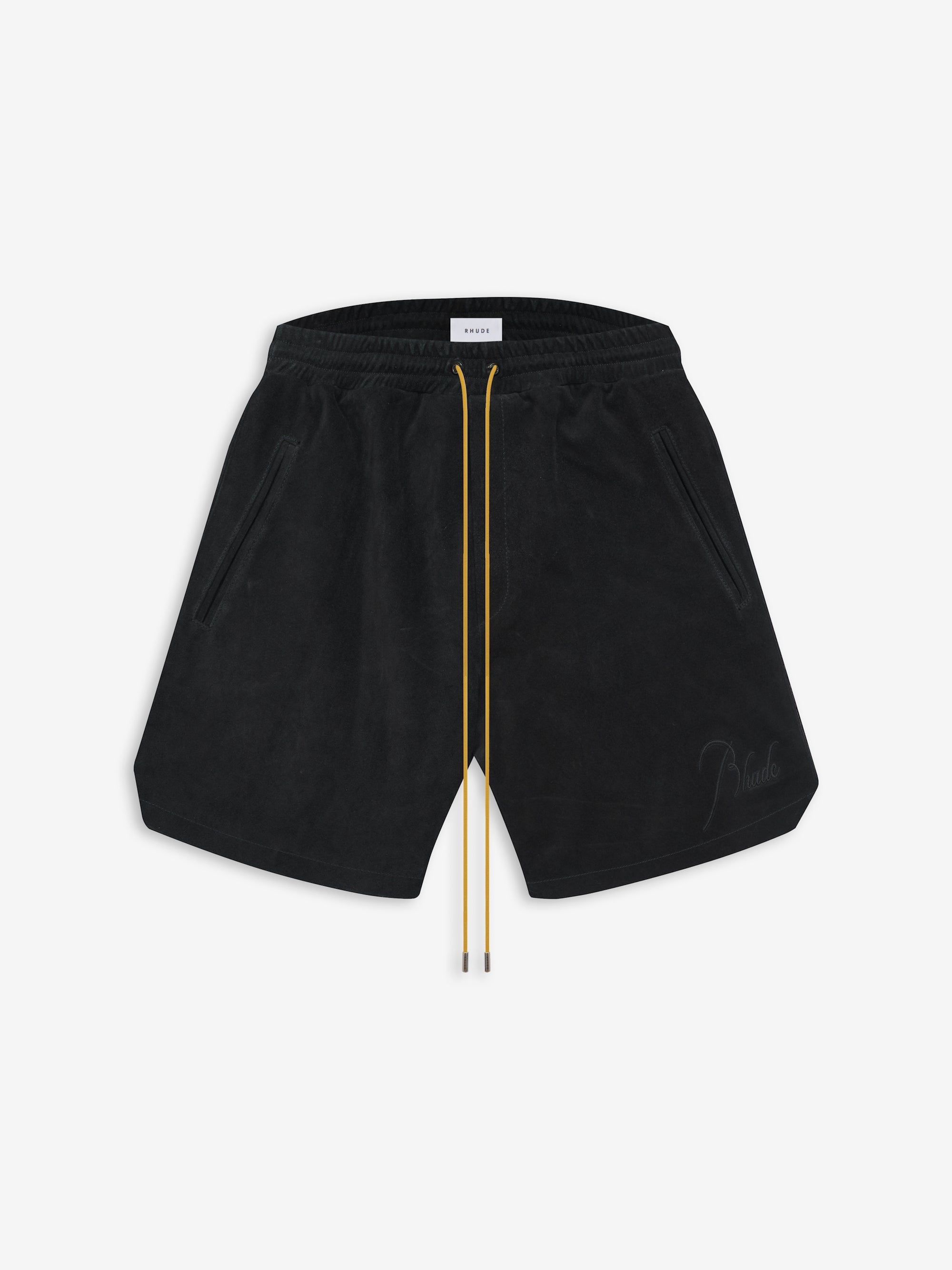 RHUDE MEN'S LEATHER SHORT BLACK