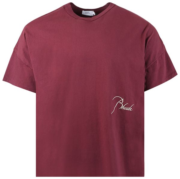 RHUDE MEN'S REVERSE TEE BORDEUX