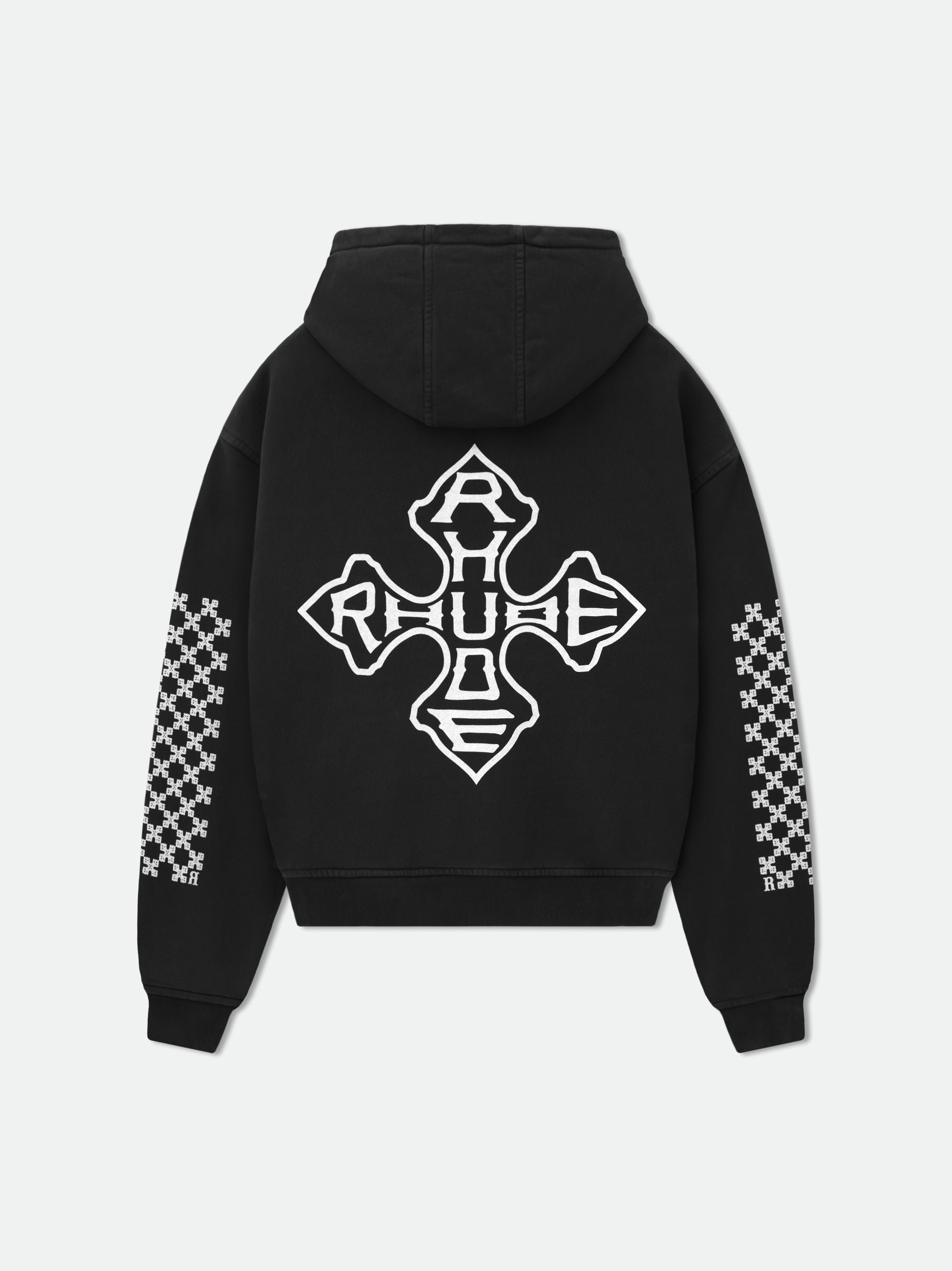 RHUDE MEN'S CROSS LOGO ZIP-UP HOODIE