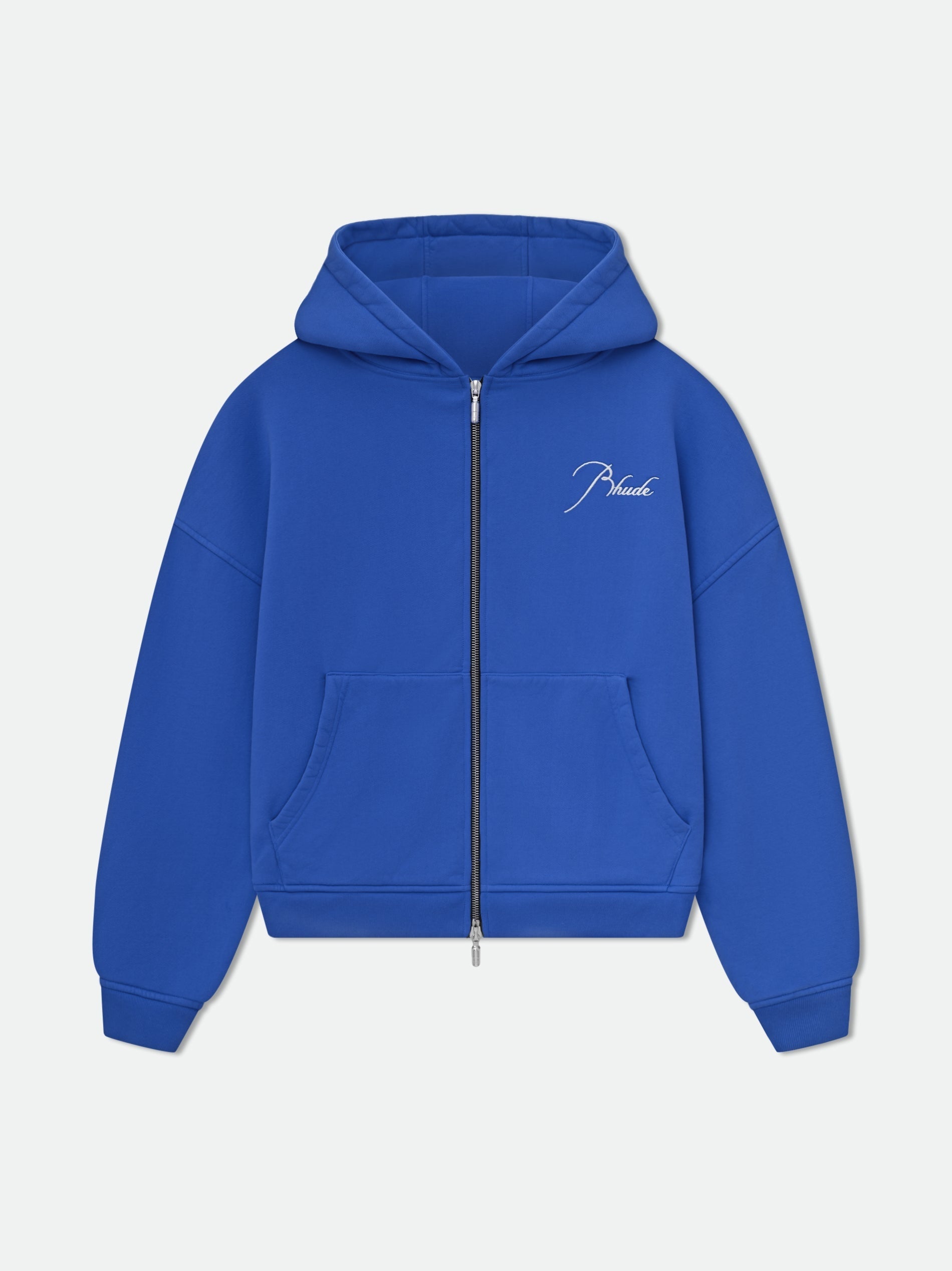 RHUDE MEN'S ZIP UP HOODIE VTG COBALT BLUE NWT