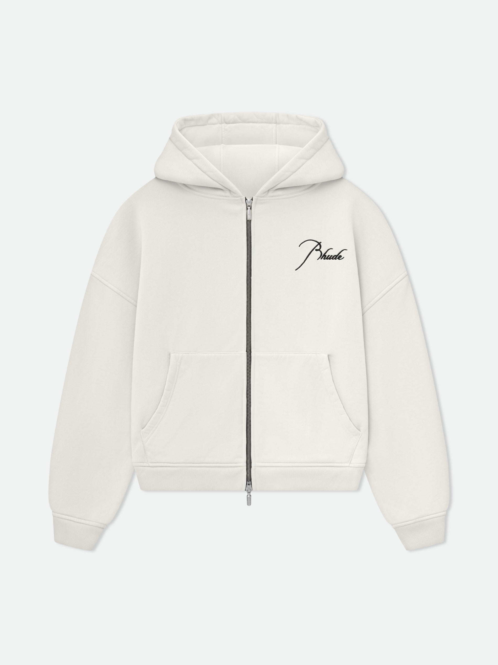 RHUDE MEN'S ZIP UP HOODIE VTG WHITE