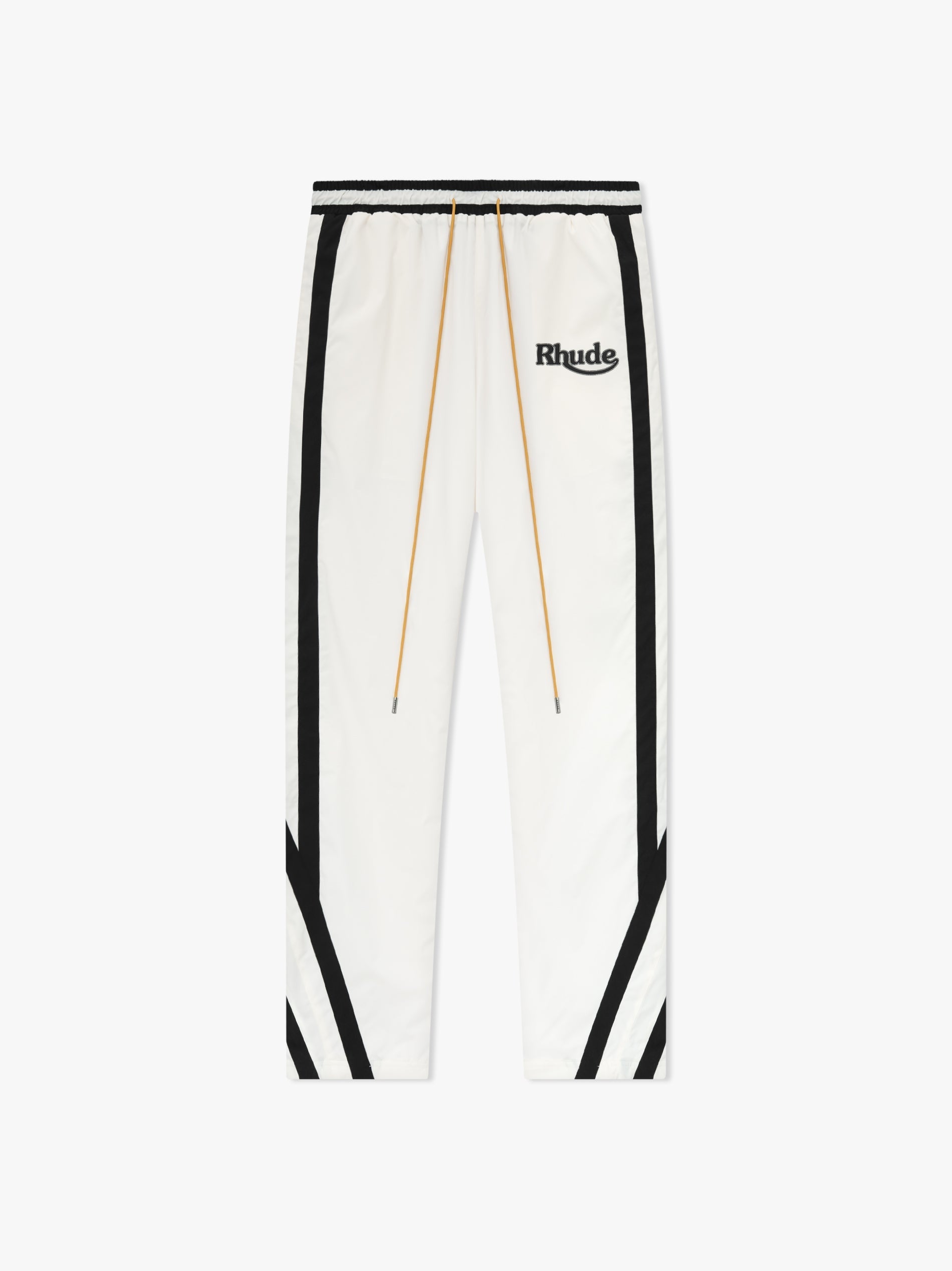 RHUDE MEN'S WHITE BLACK TRACK TROUSERS WITH STRIPES