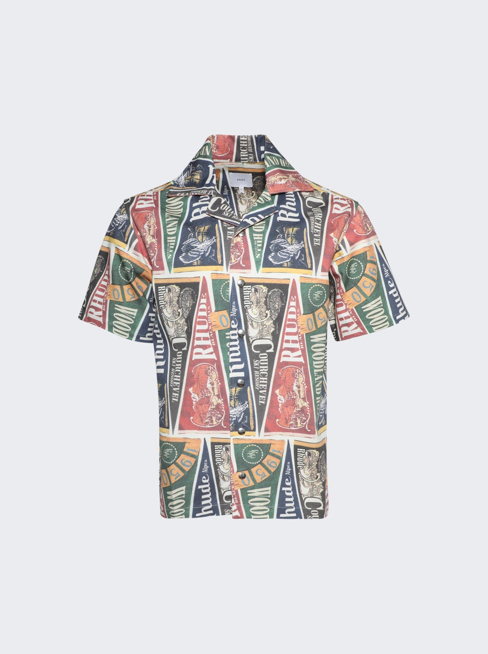 RHUDE MEN'S COLLEGIATE FLAG SNAP SHIRT
