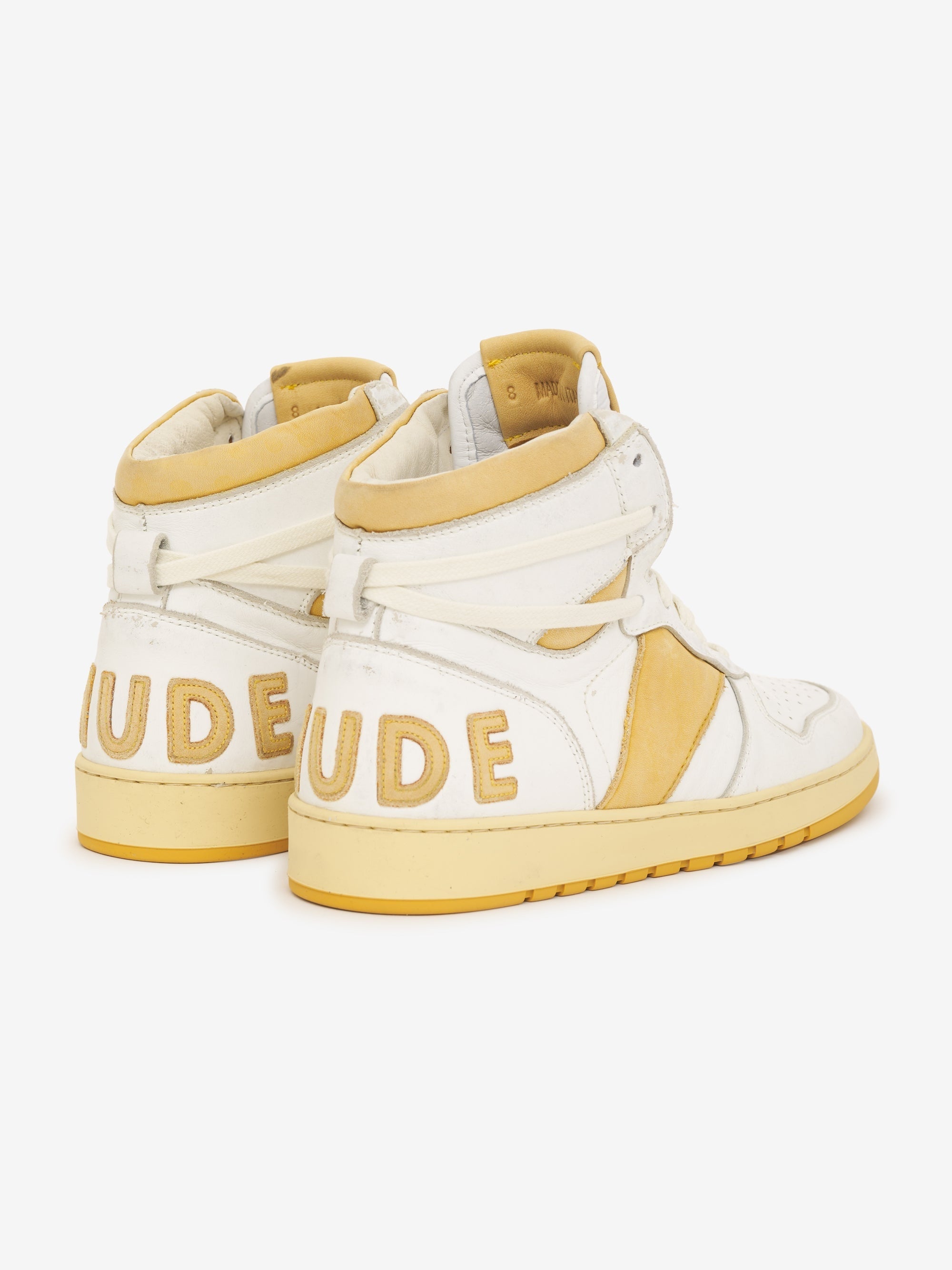 RHUDE MEN'S RHECESS HI - WHITE/MUSTARD NWT