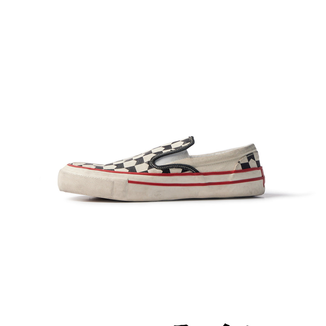 RHUDE MEN'S CHEVRON CHECKERED SLIP ON SNEAKER