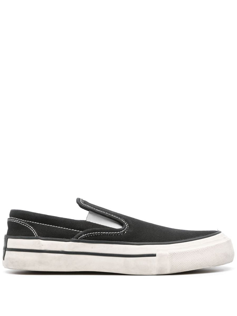 RHUDE MEN'S WASHED CANVAS SLIP ON SNEAKER