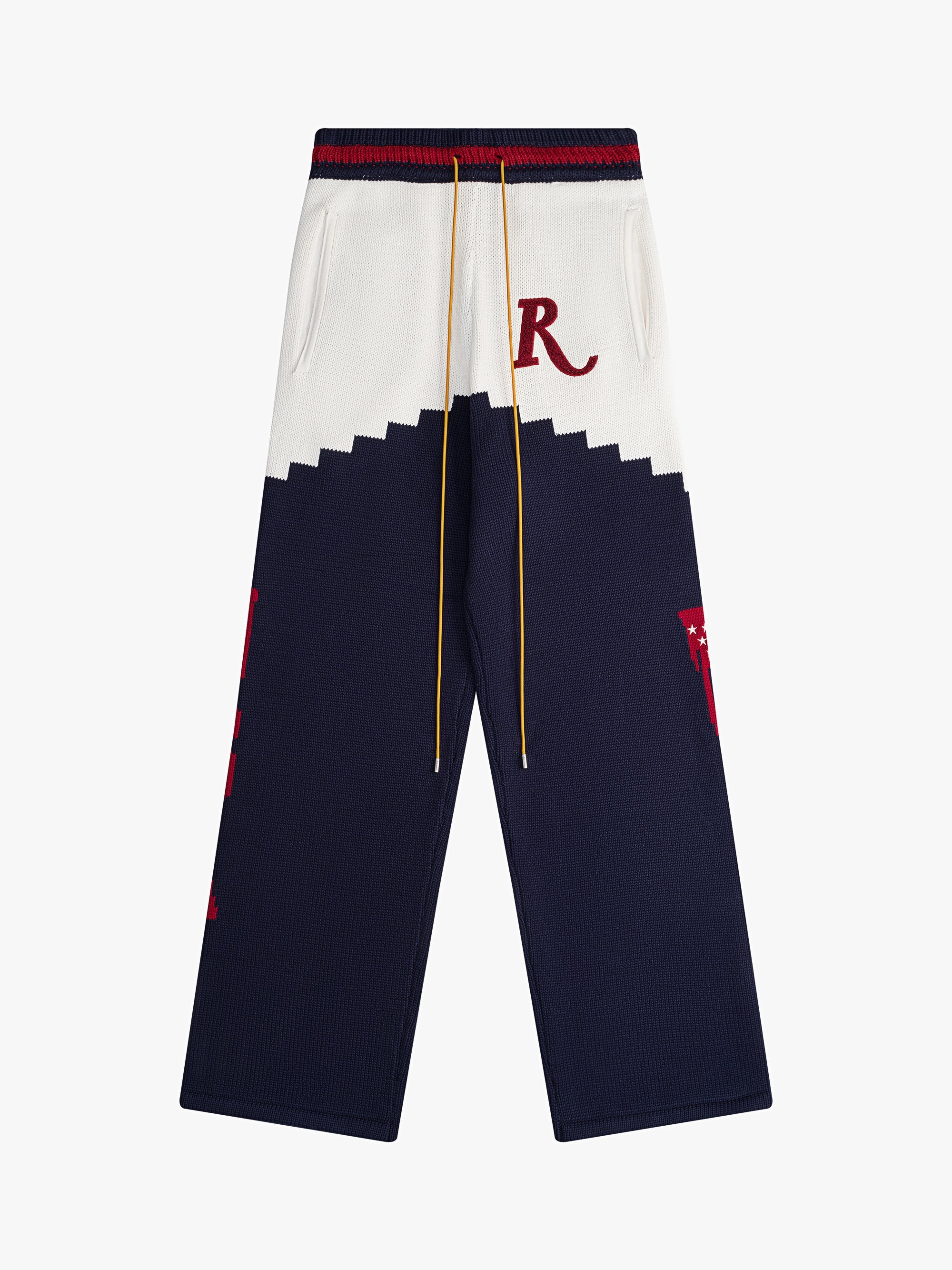 RHUDE MEN'S NAVY CASHMERE WOOL KNIT TROUSERS