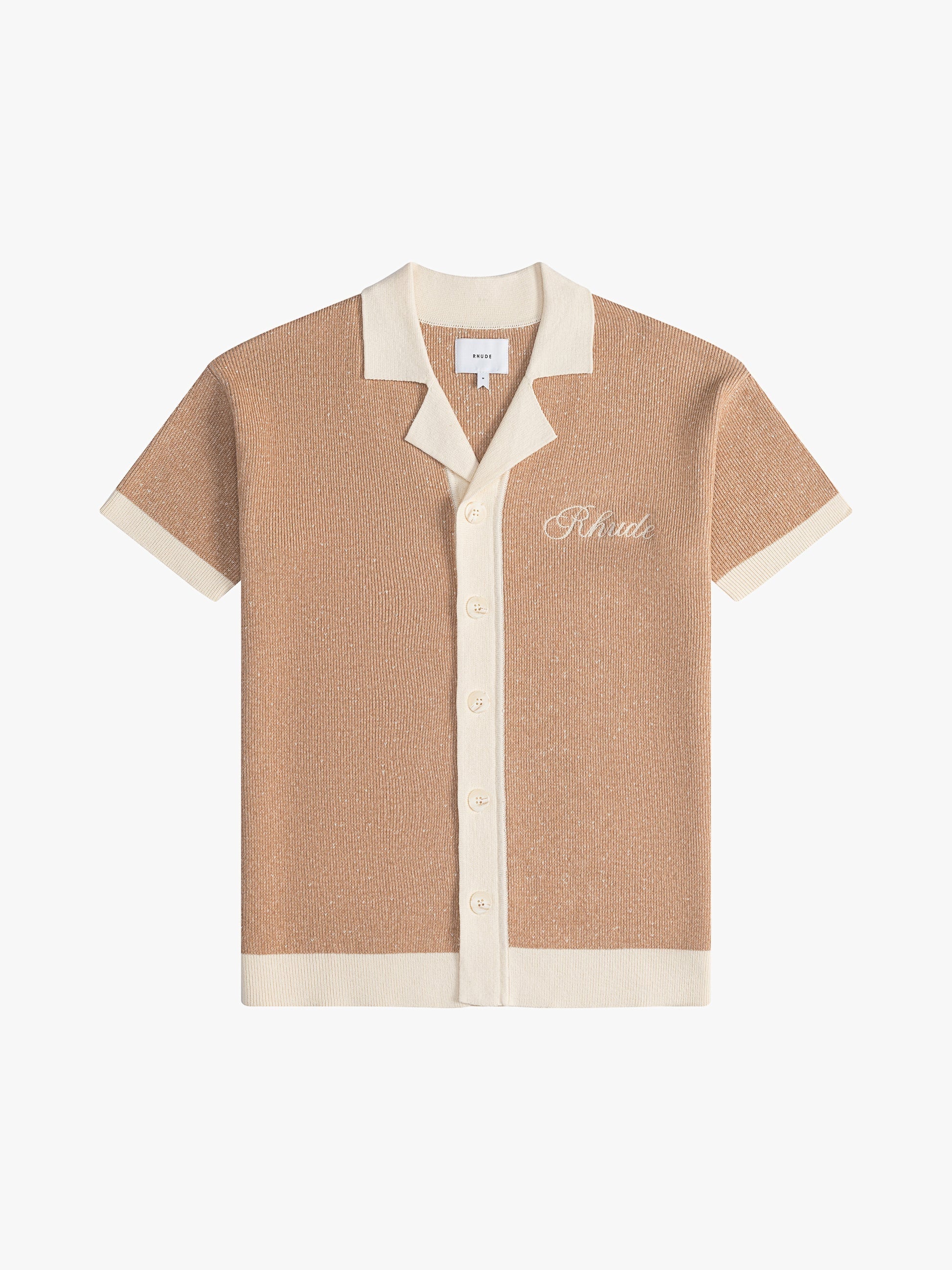 RHUDE MEN'S CONTRAST KNIT BUTTON-UP POLO