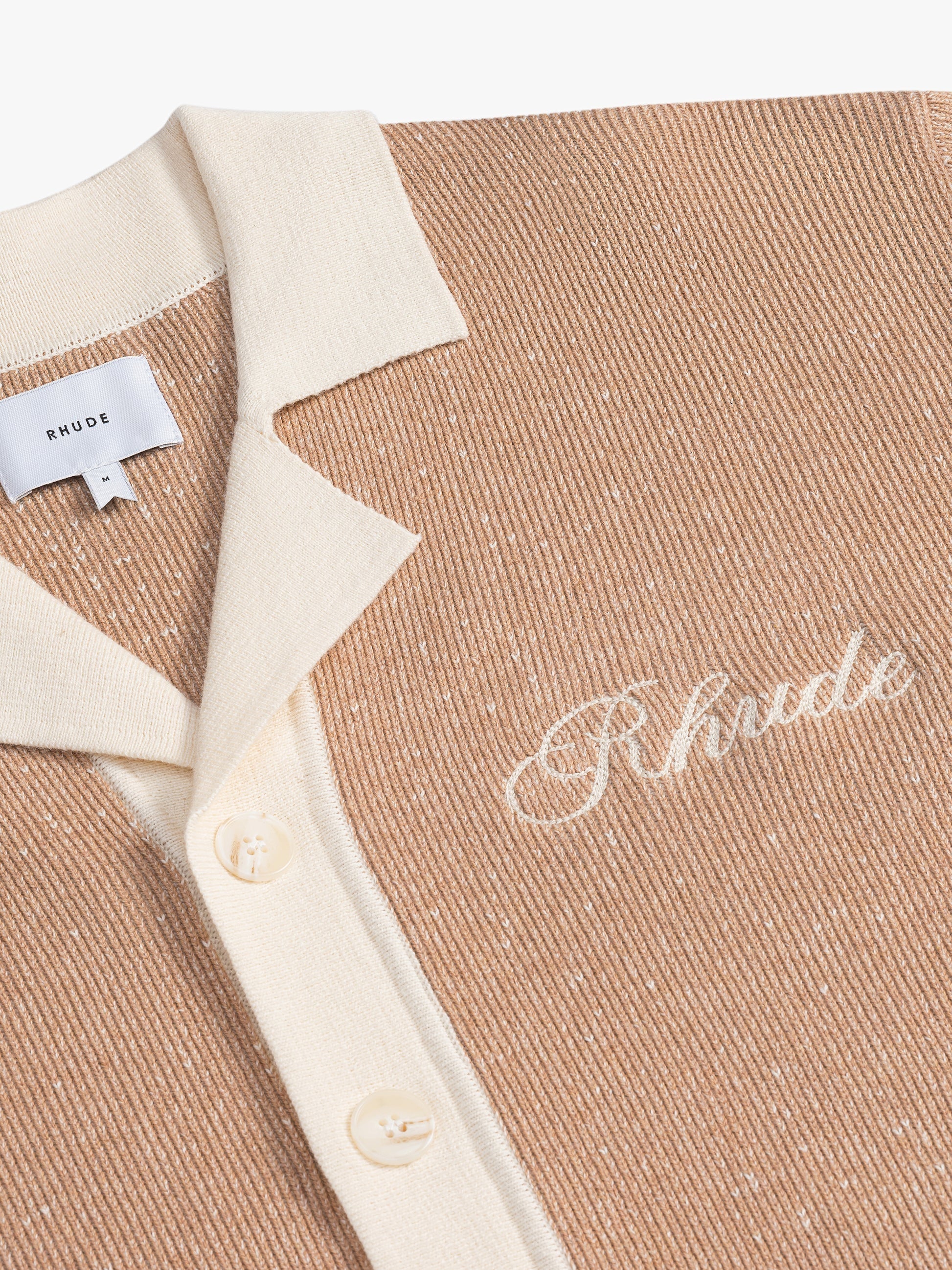 RHUDE MEN'S CONTRAST KNIT BUTTON-UP POLO NWT
