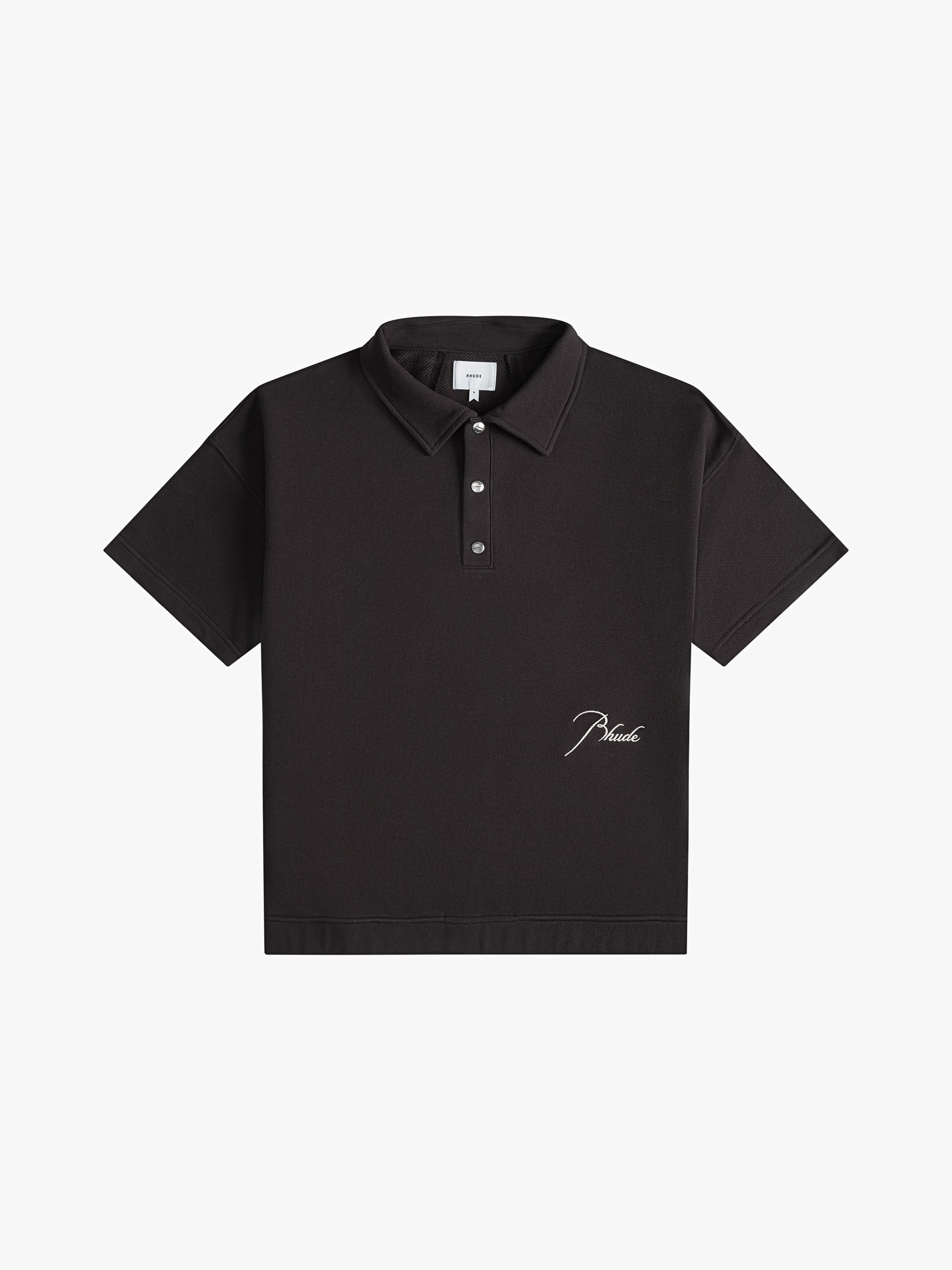 RHUDE MEN'S PIQUE SNAP SHORT SLEEVE POLO