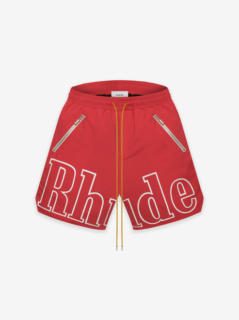 RHUDE MEN'S RED LOGO SHORTS