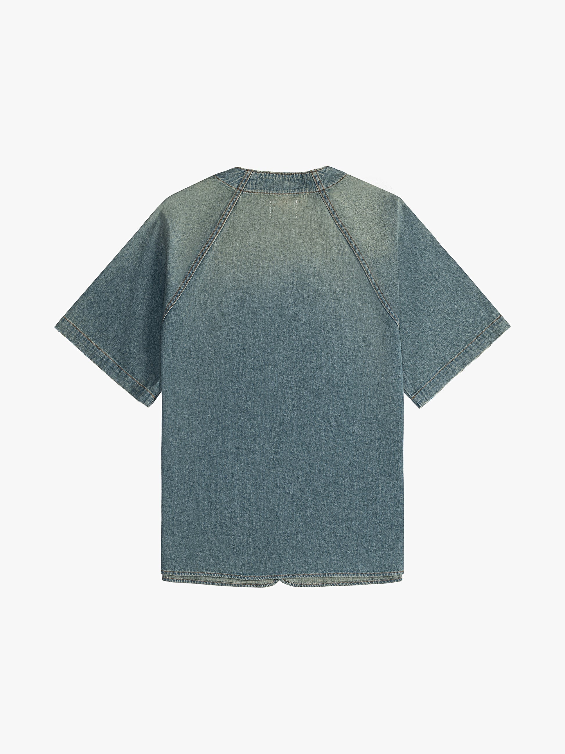 RHUDE MEN'S BASEBALL DENIM SHIRT