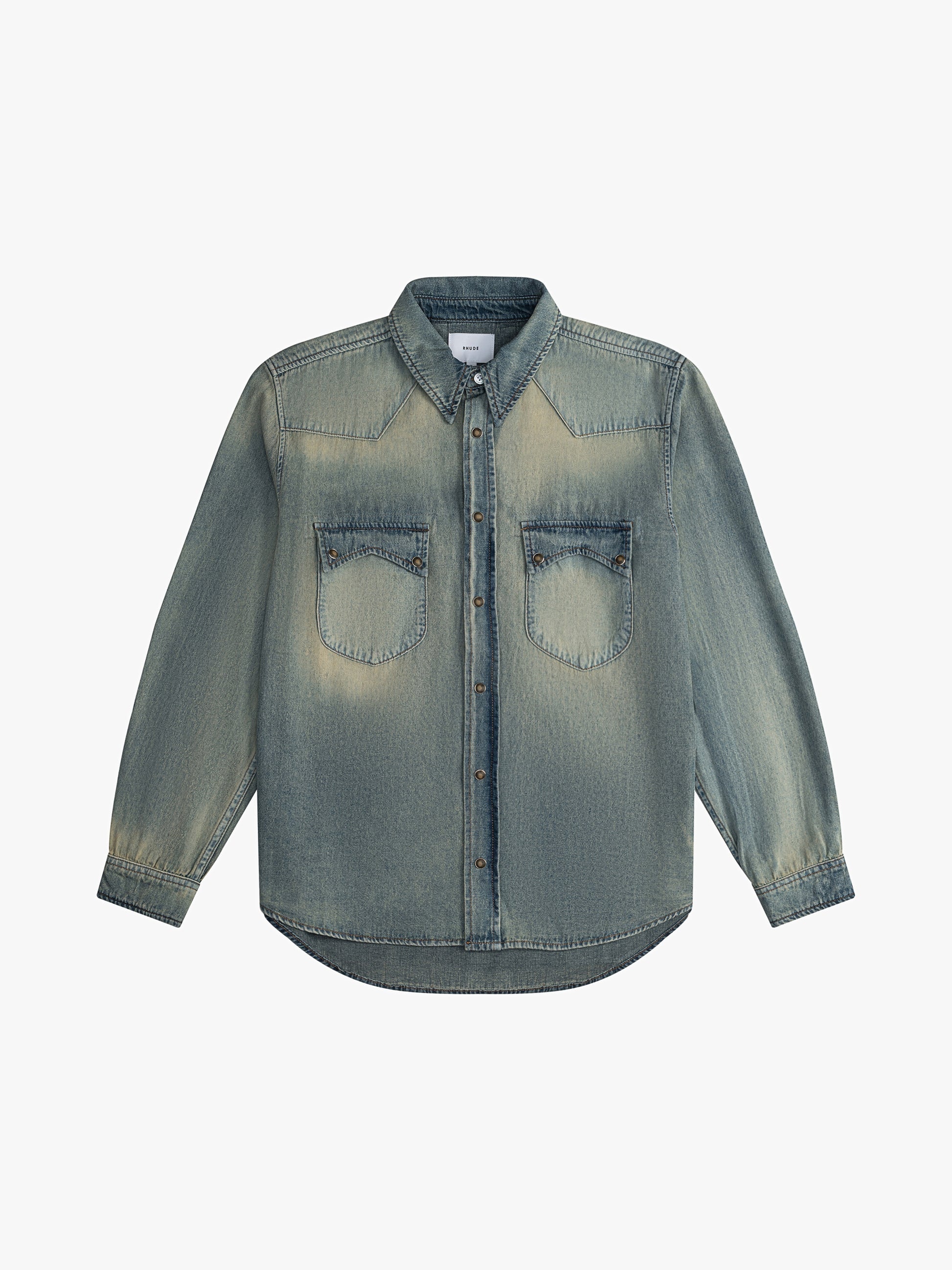 RHUDE MEN'S WESTERN DENIM SHIRT