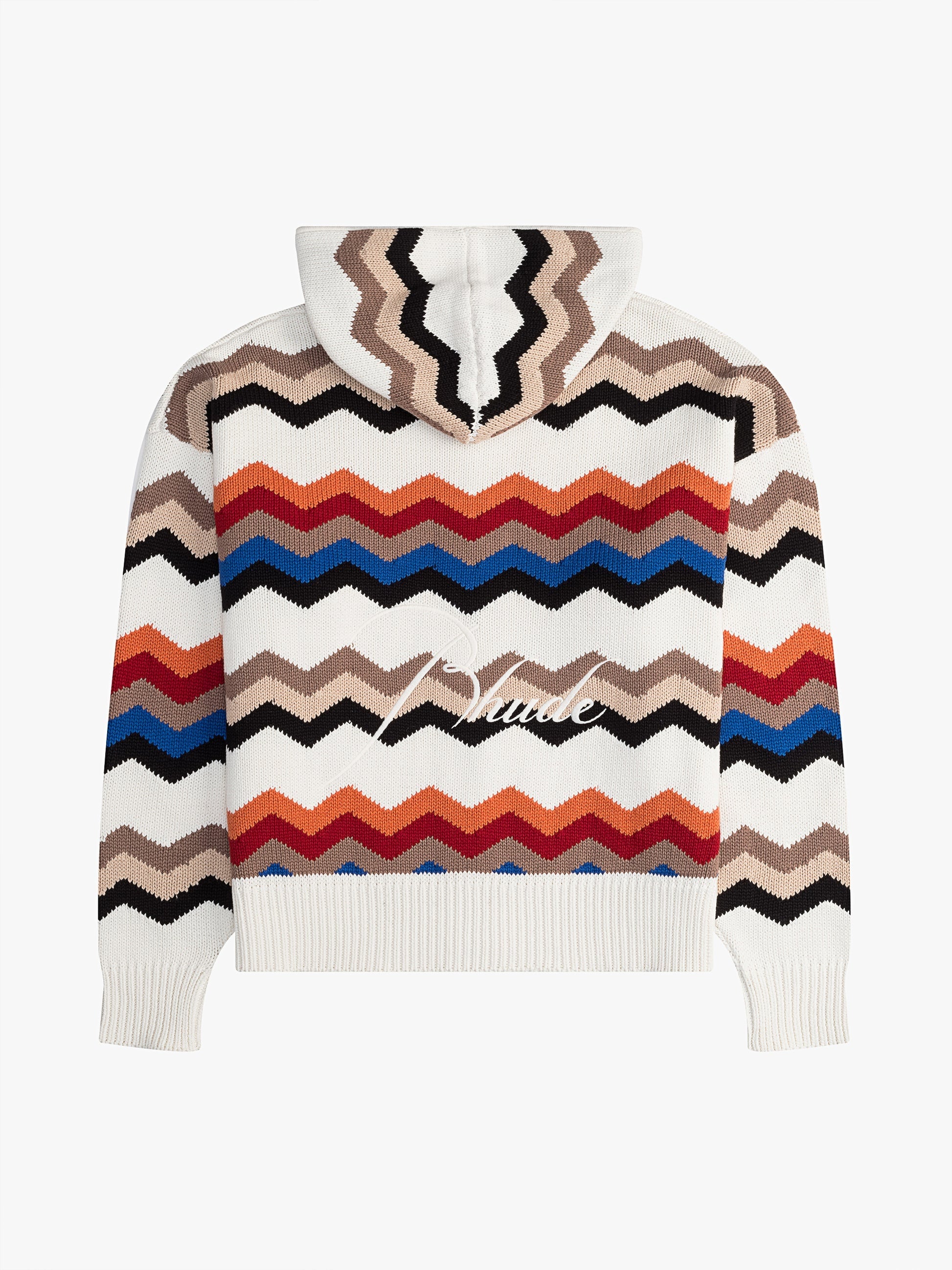 RHUDE MEN'S MULTICOLOR CASHMERE KNIT ZIP-UP HOODIE