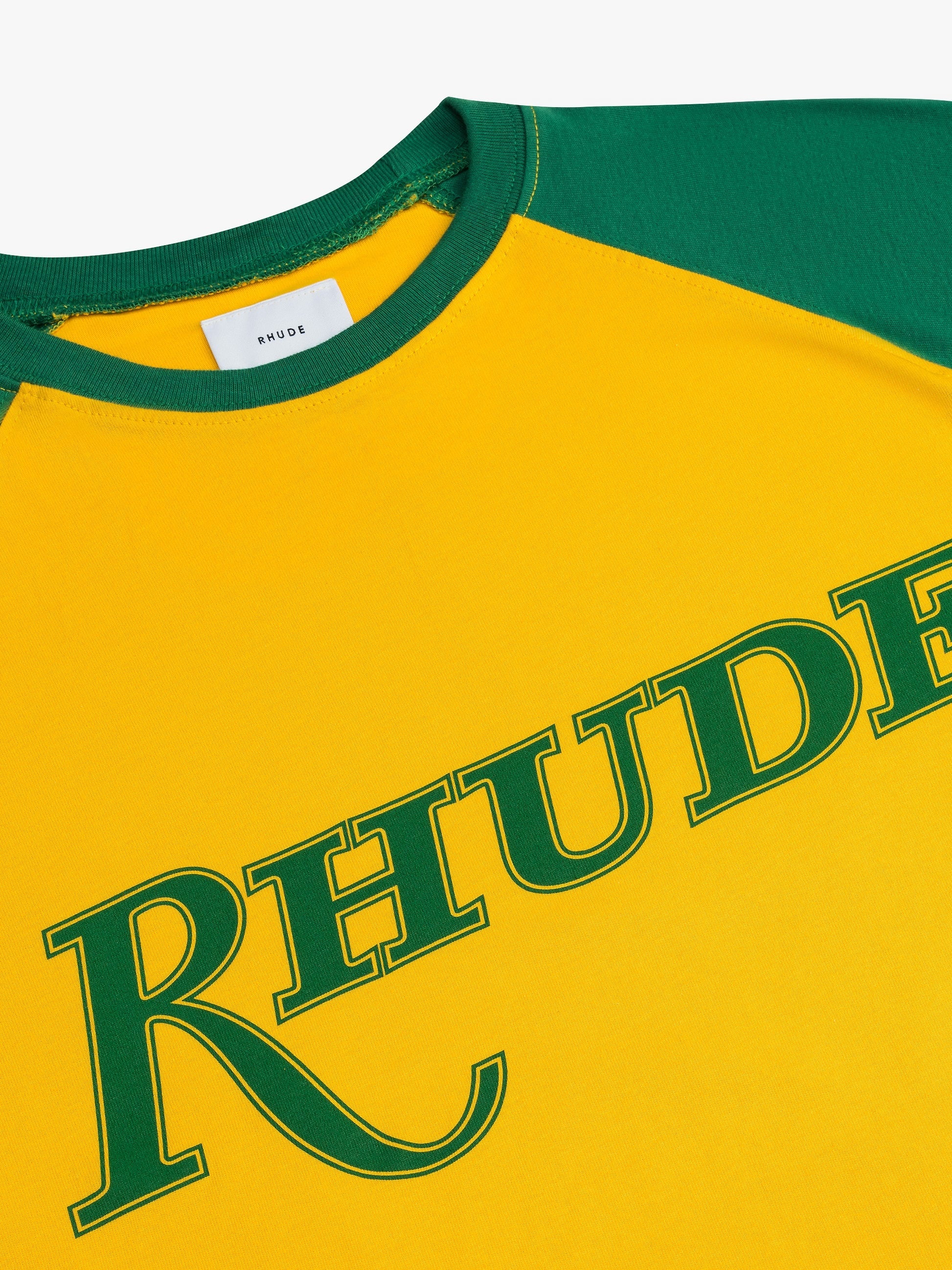 RHUDE MEN'S YELLOW GREEN SHORT SLEEVE TEE