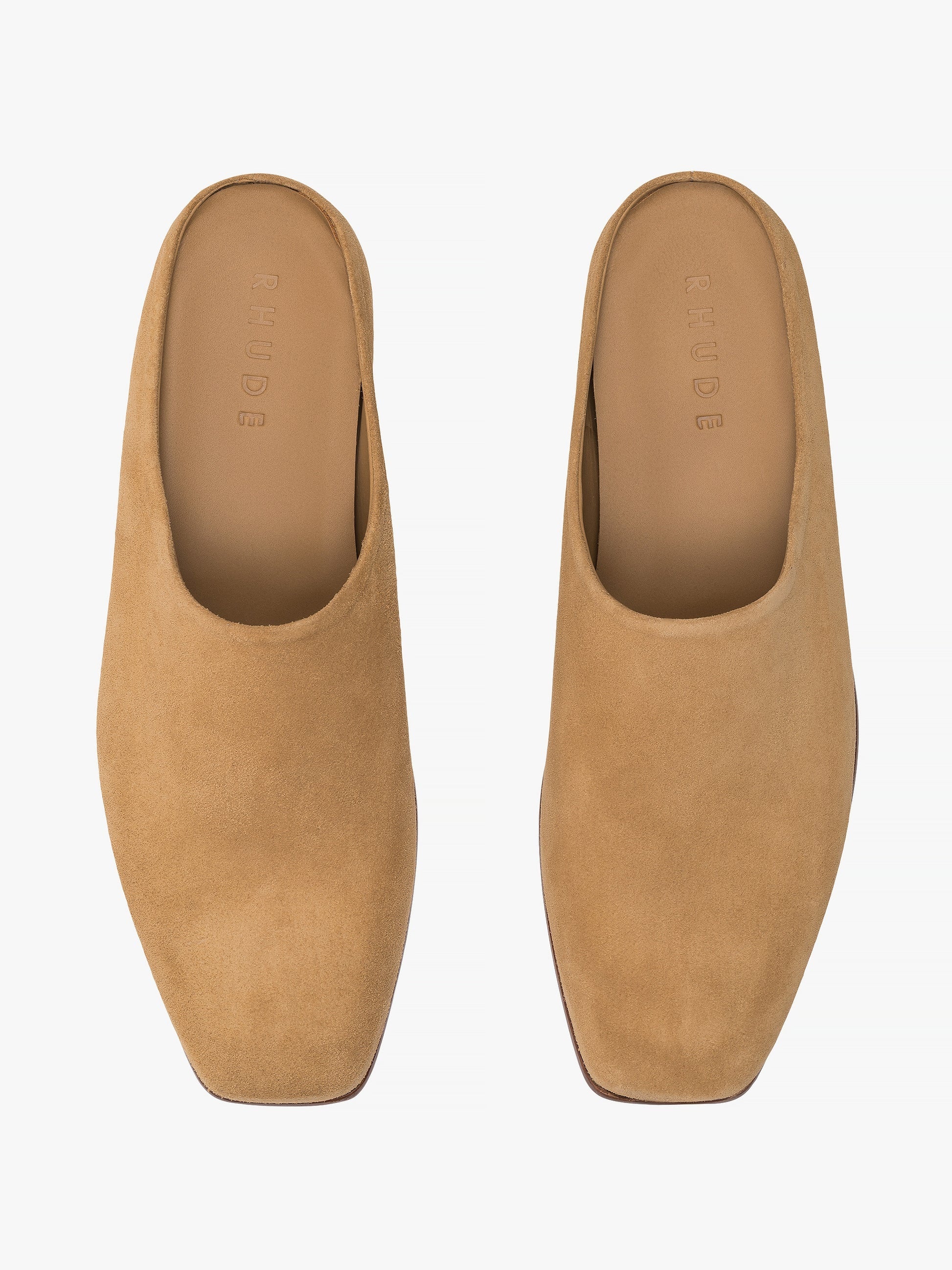 RHUDE MEN'S CHATEAU SUEDE MULES SUEDE TAN NWT