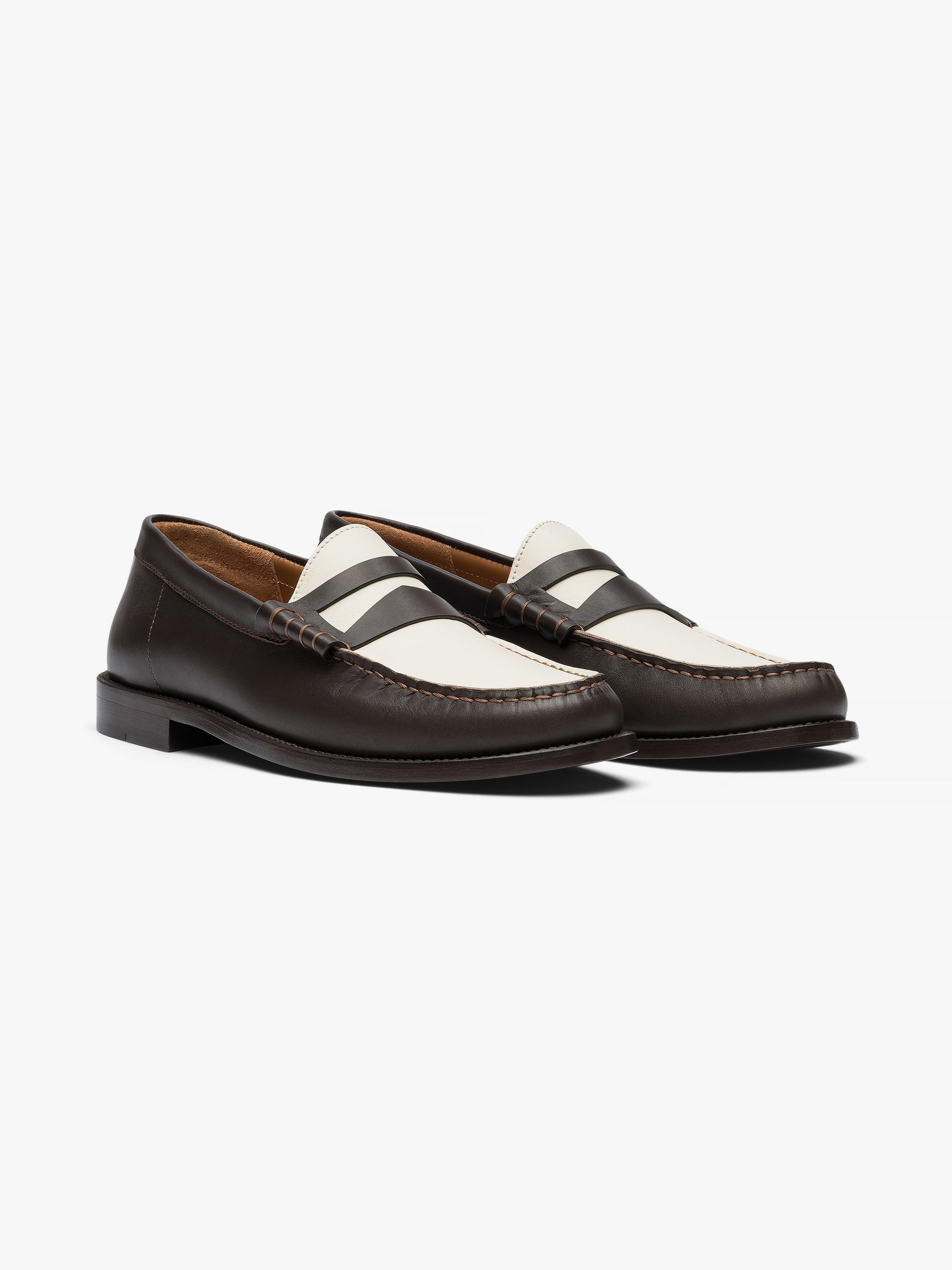 RHUDE MEN'S SLIP ON LOAFER BICOLOR BROWN/WHITE