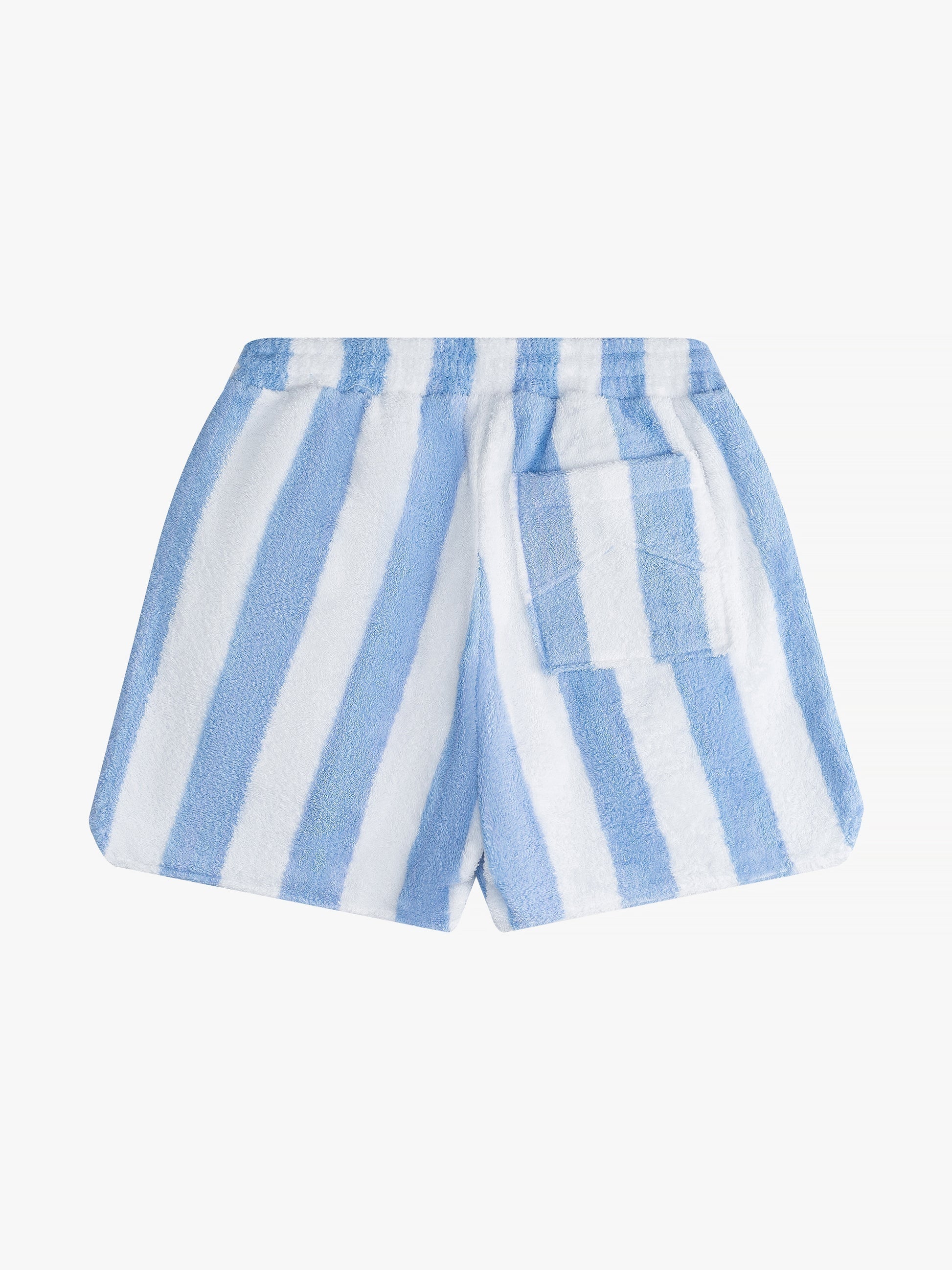 RHUDE MEN'S STRIPED LOOP TERRY SHORT WHITE/LIGHT BLUE NWT