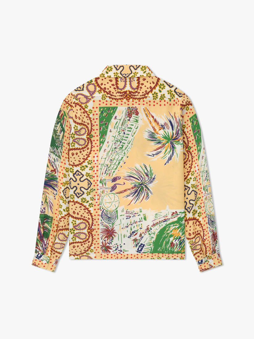 RHUDE MEN'S PALMINA SILK LS SHIRT