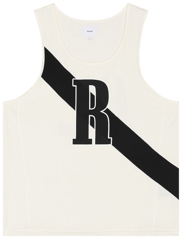 RHUDE MEN'S 02 STRIPE TANK OFFWHITE/BLACK NWT