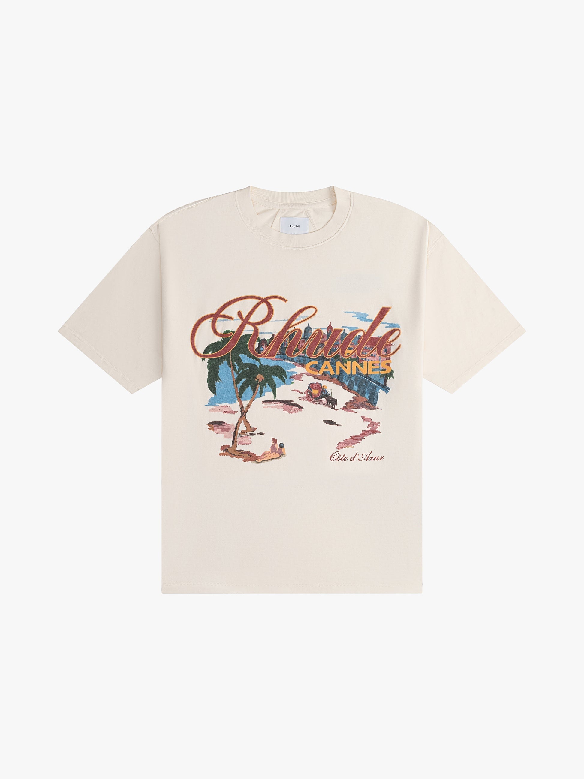 RHUDE MEN'S CANNES BEACH TEE VTG WHITE